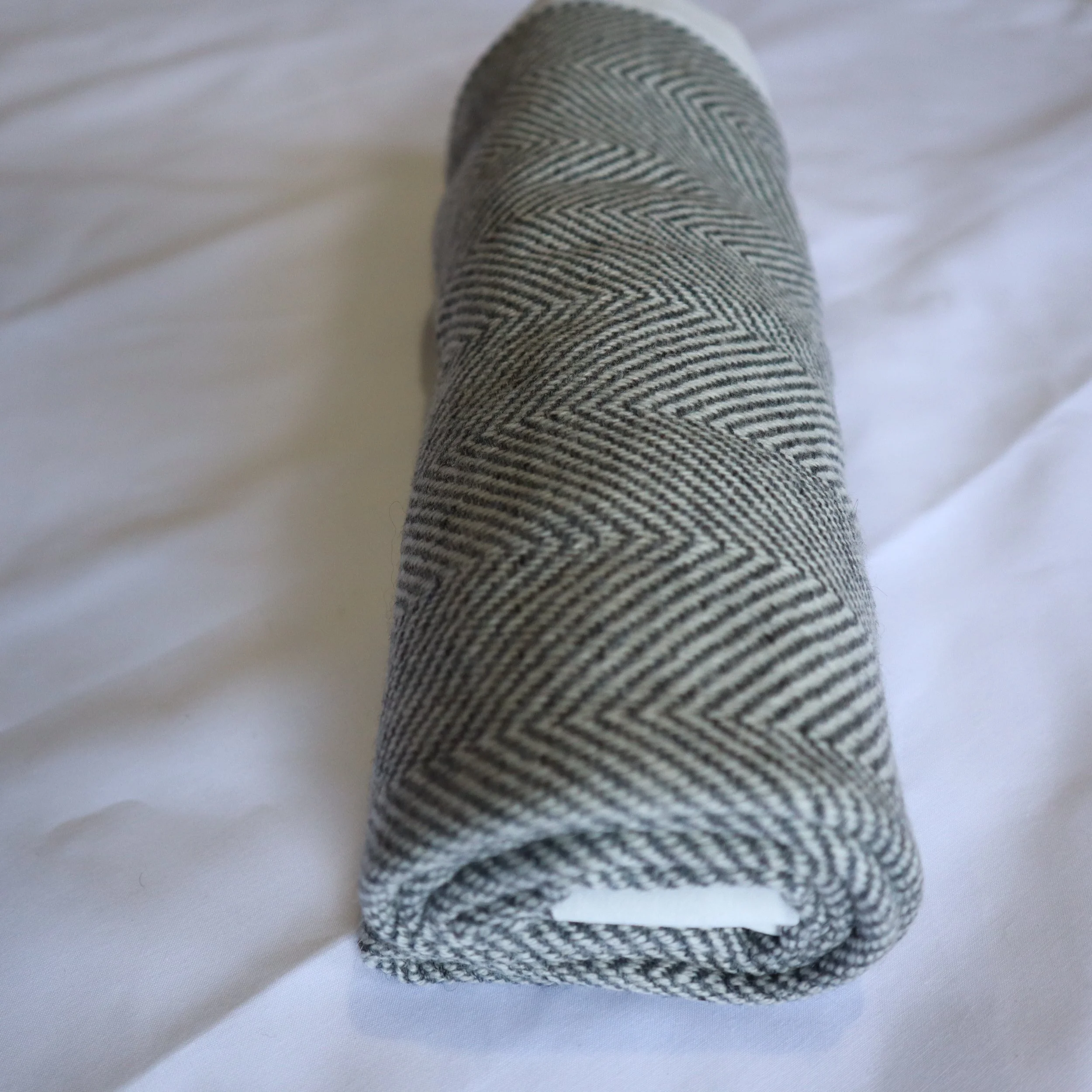 Stroller Blanket grey & silver with cream rolled.JPG