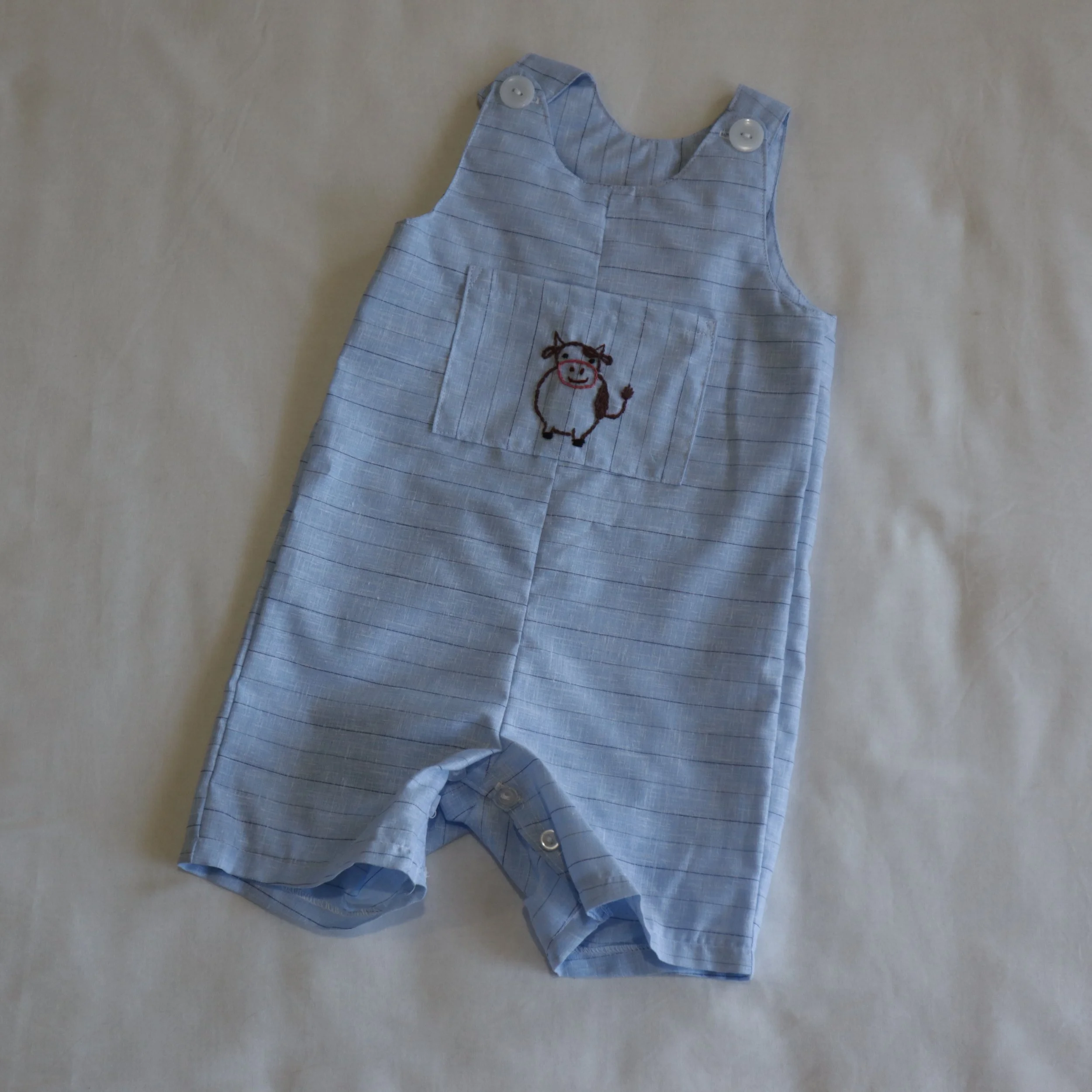 Organic Cotton Hand-Embroidered Romper (Large size 6-12mths)