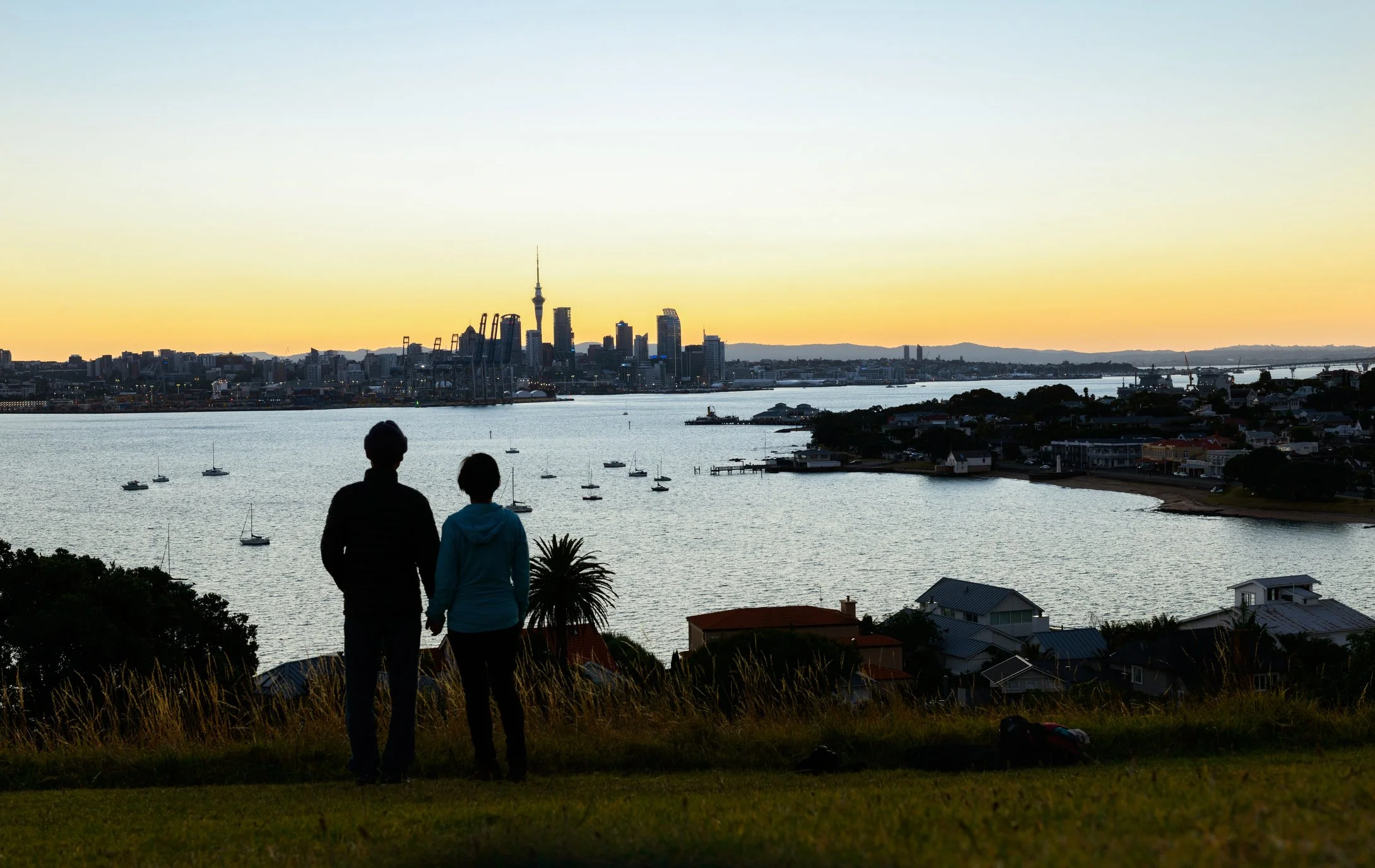 People looking at view of Auckland