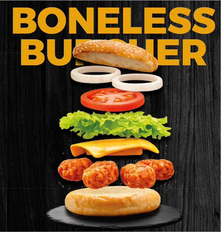 BONELESS BURGUER + PAPAS A LA FRANCESA