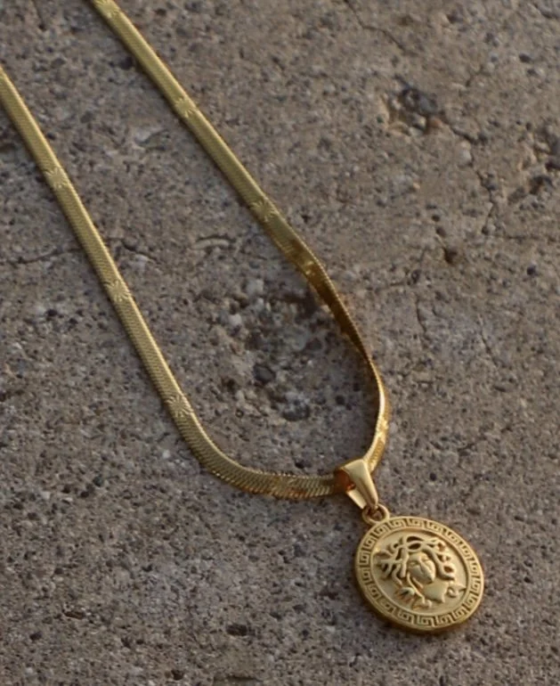 18k Gold Medusa Necklace