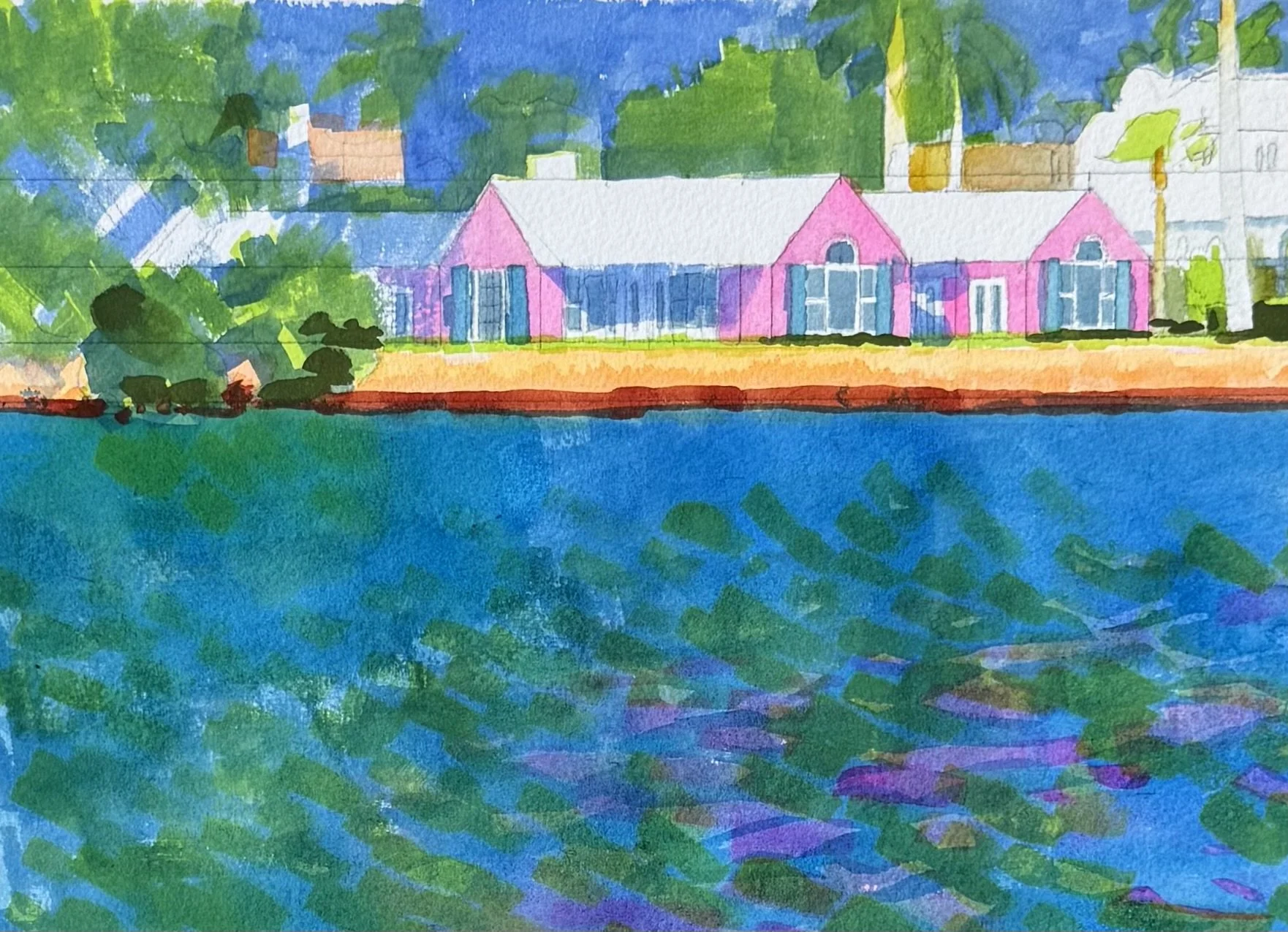 Pink House III, 2026. Watercolor on paper, 9x12 inches.