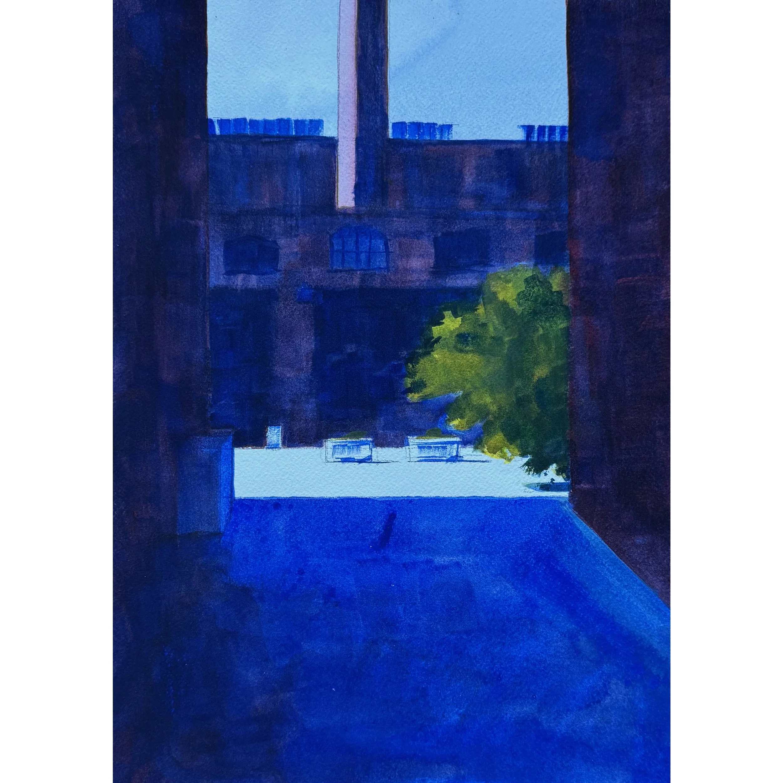 Metal Planters I, 2026. Watercolor on paper, 14 × 10 inches.