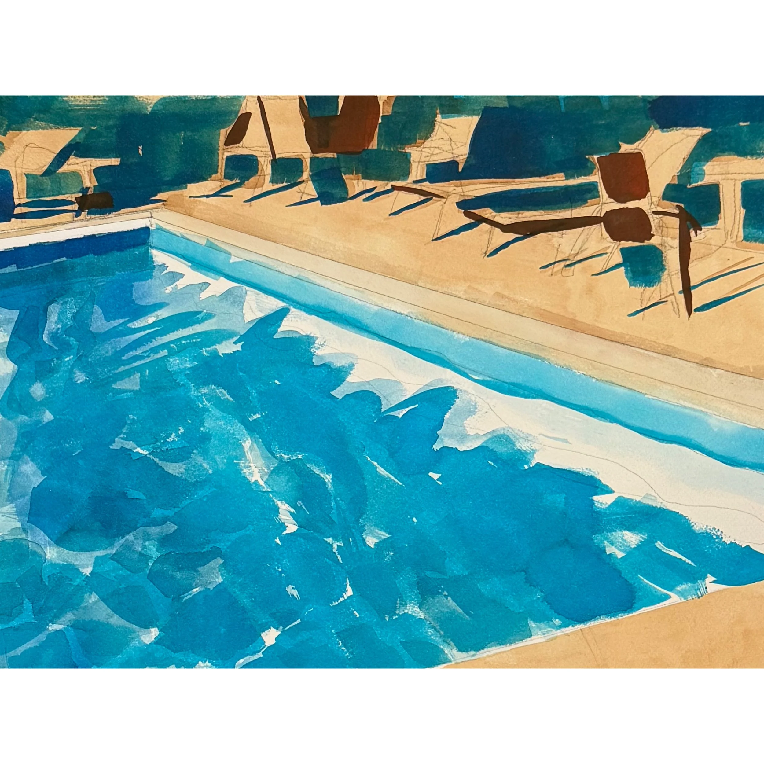 The Little Pool II, 2026. Watercolor on paper, 12 × 16 inches.