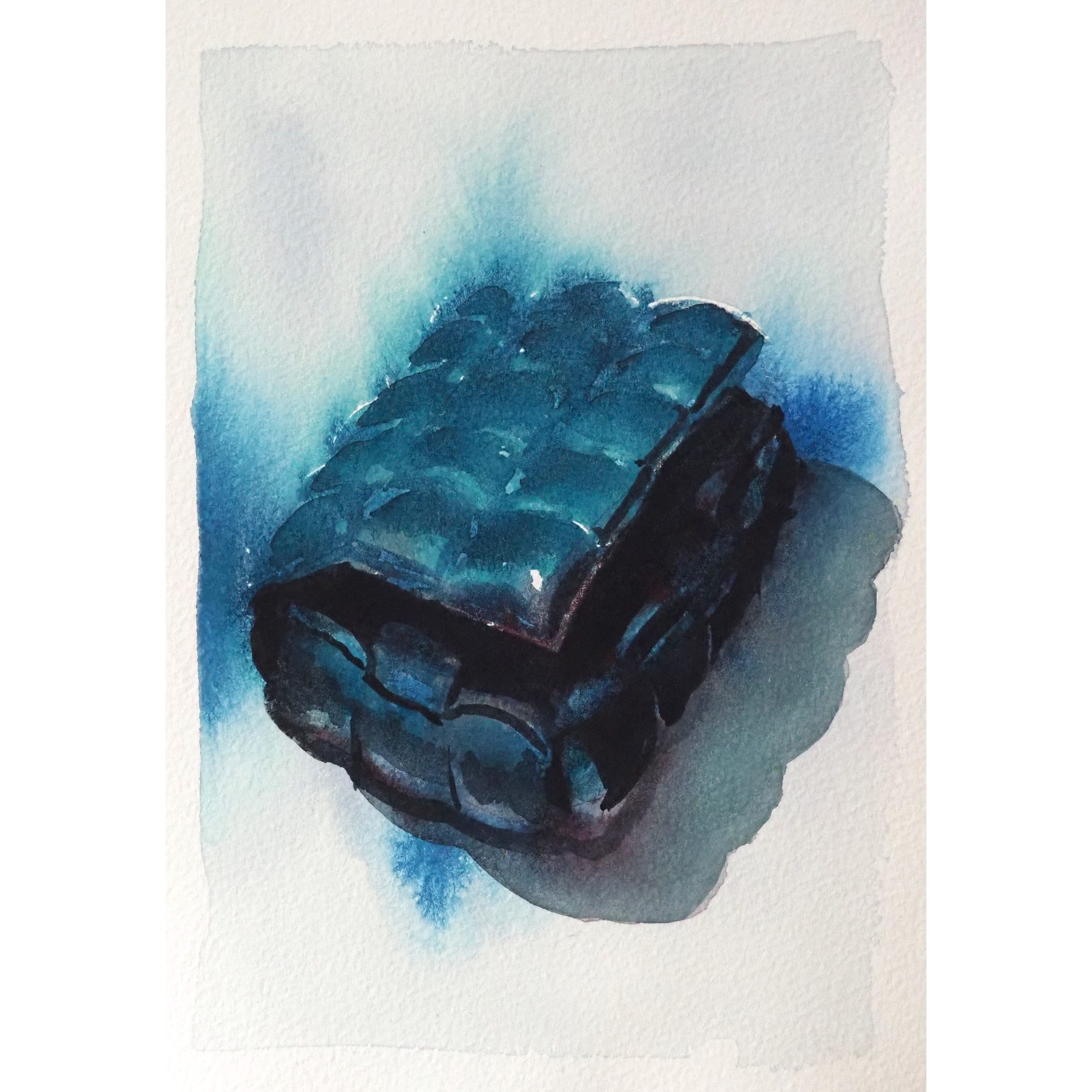 Bottega Veneta Padded Cassette I, 2023. Watercolor on paper, 10 x 7 inches.