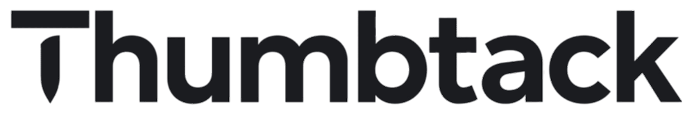 The word 'Thumbtack' written in black text on a transparent background.