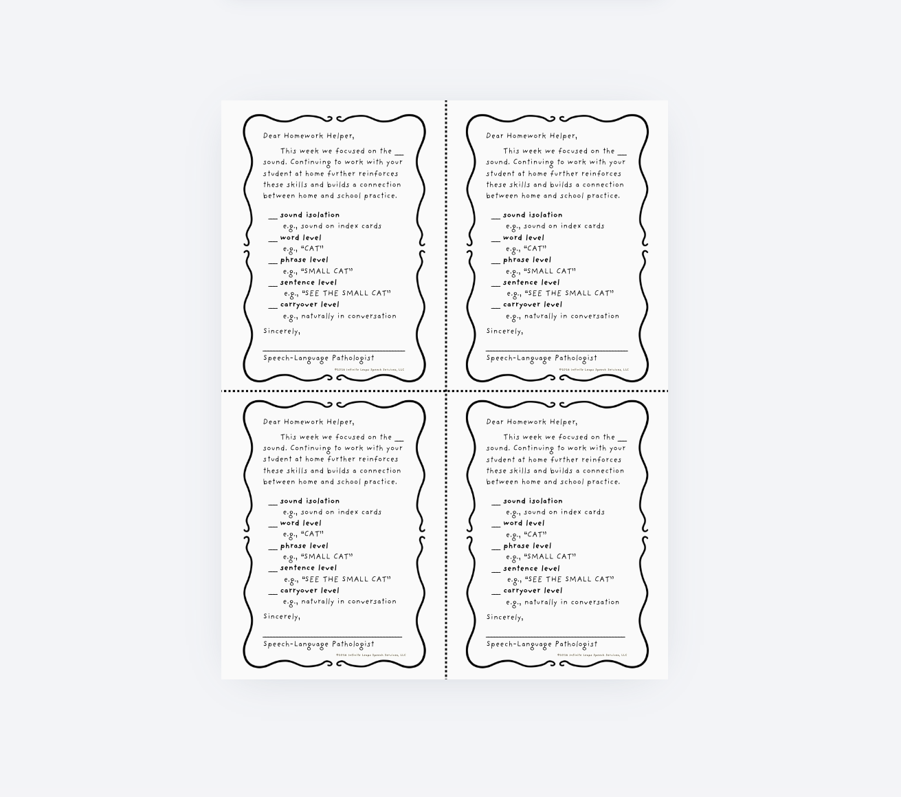 Homework Helper - Home Practice Notes