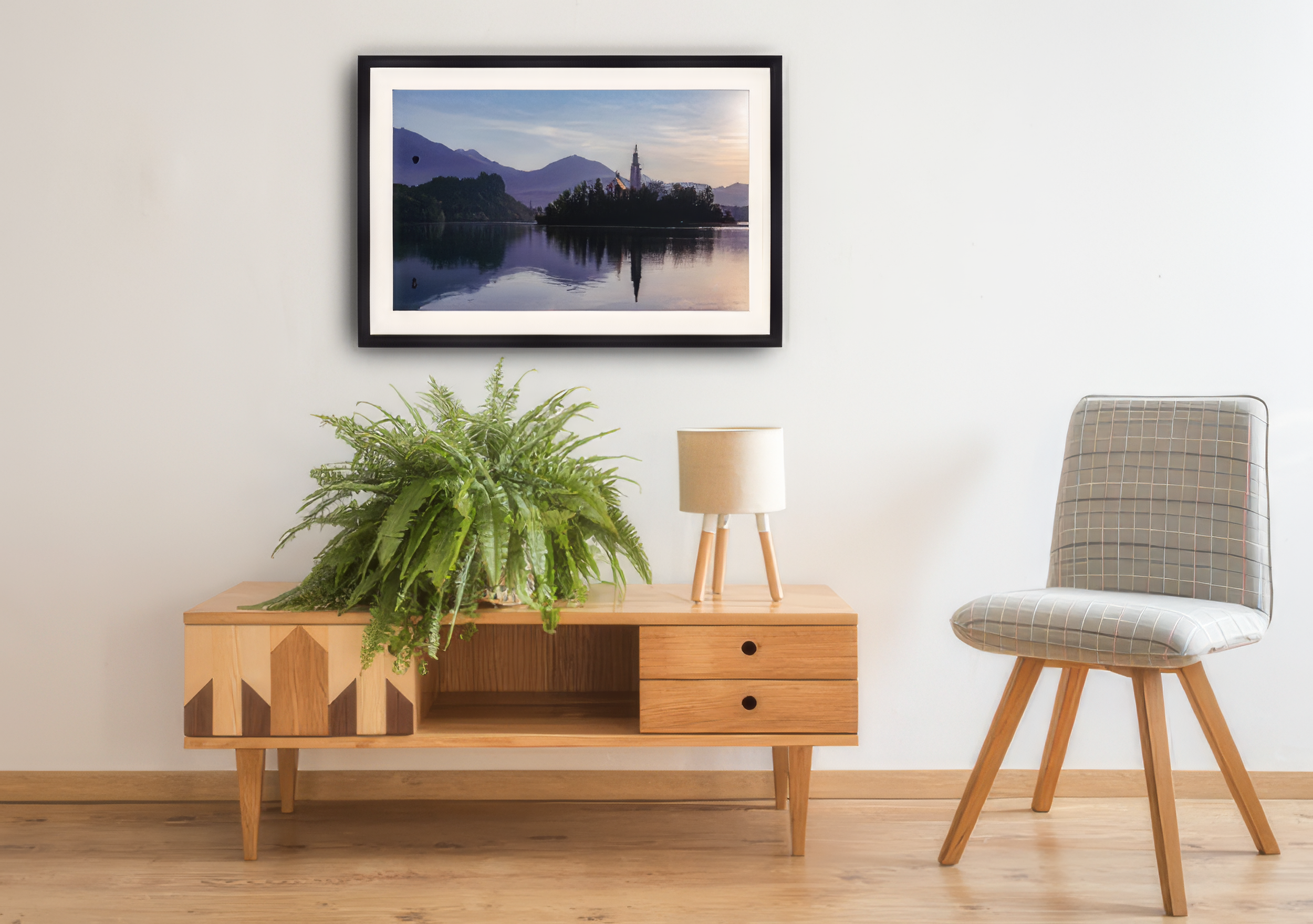 24 x 36 White Mat + Black Frame