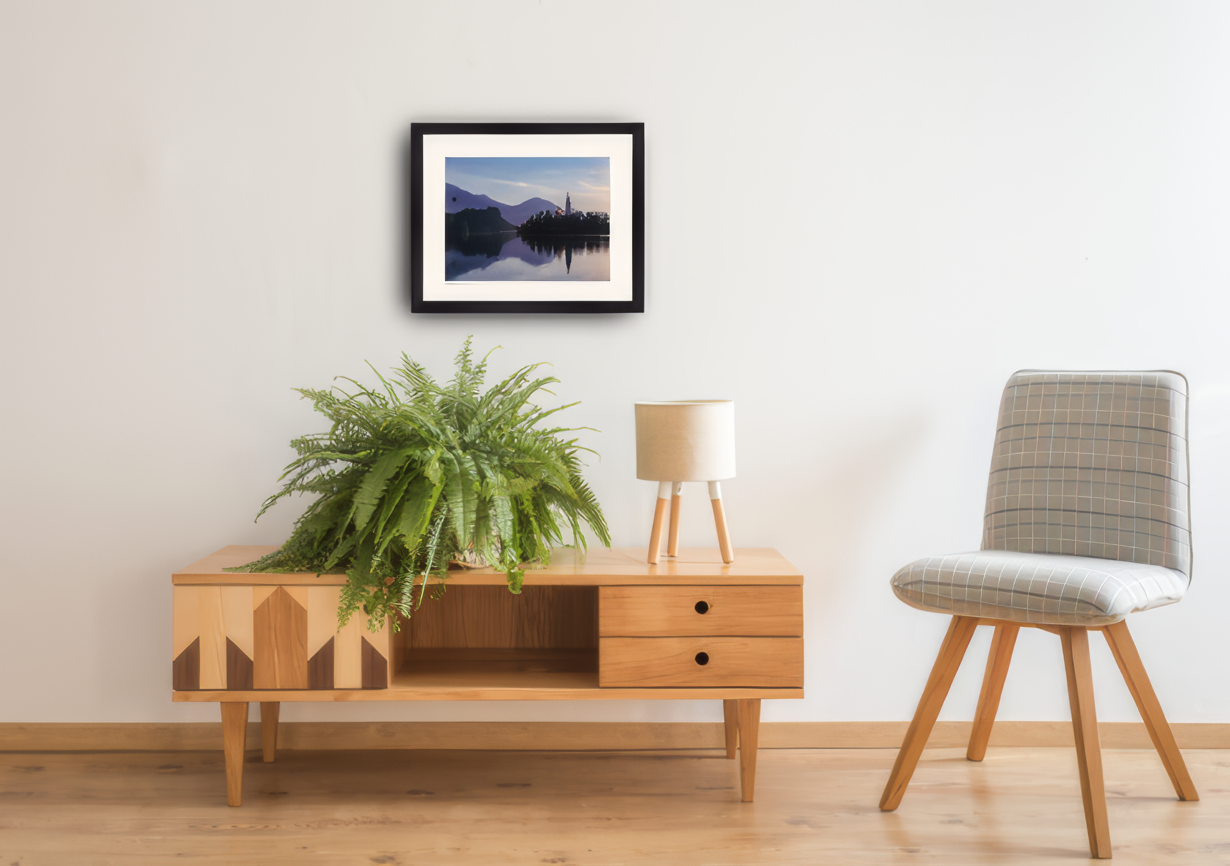 16 x 20 White Mat + Black Frame