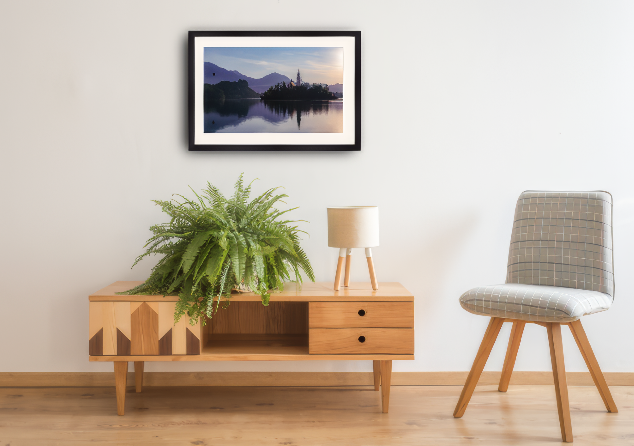 20 x 30 White Mat + Black Frame