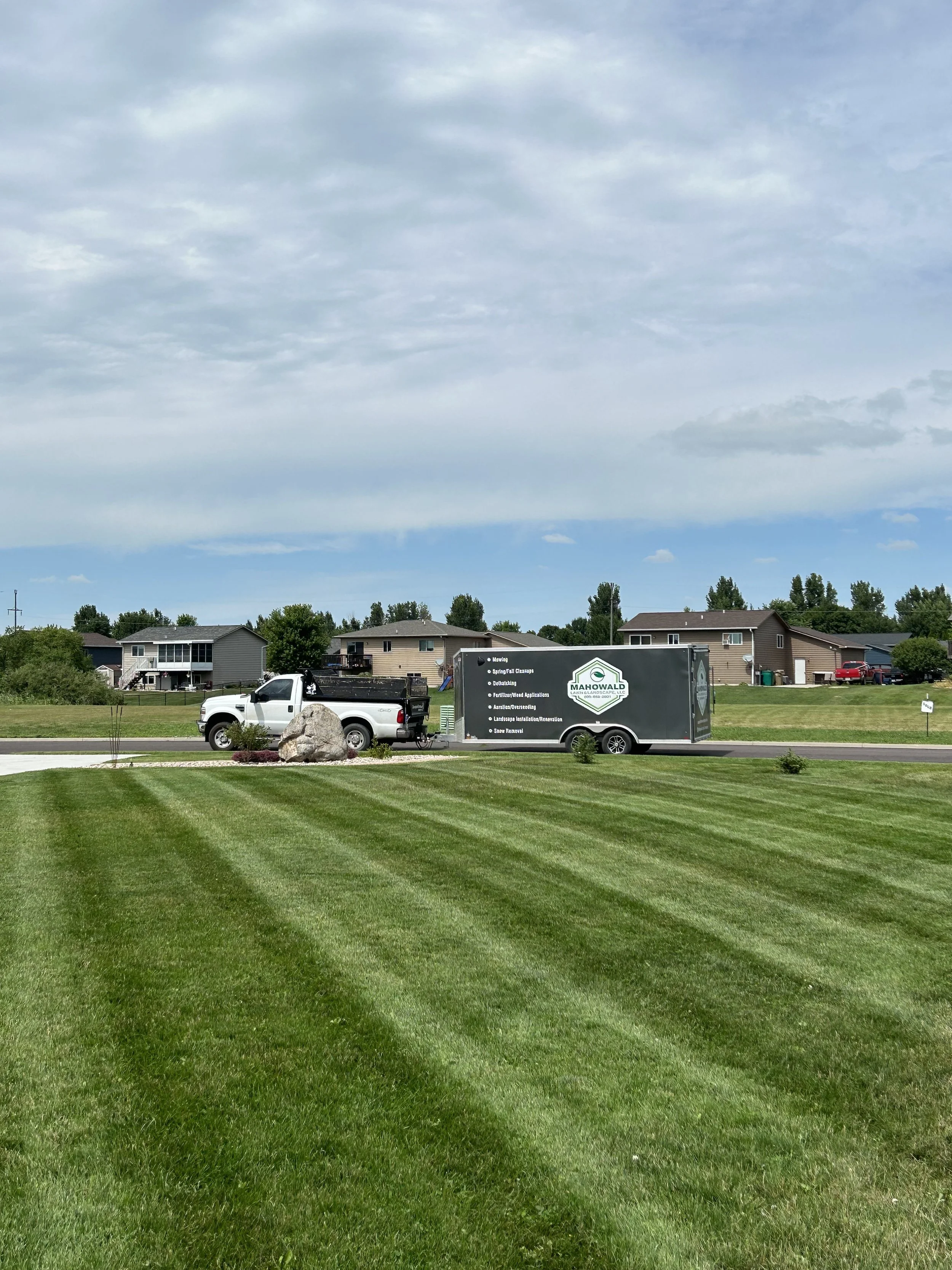 Professional lawn care services in Watertown, SD with striping results using commercial-grade equipment for a clean finish.