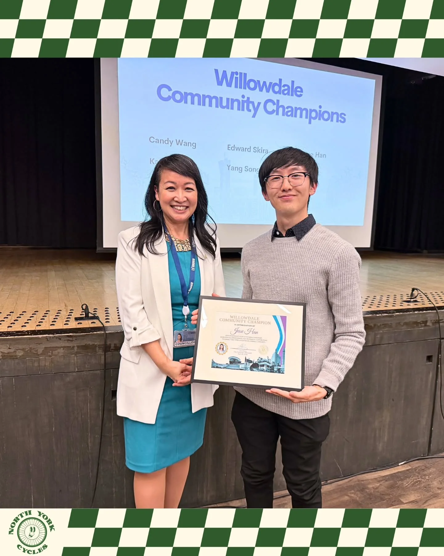 We are honoured to receive the Willowdale Community Champion award from @lilychengto. What started off less than a year ago as a bunch of people who wanted to cycle together quickly became a community that organized tons of group rides, free bike tun