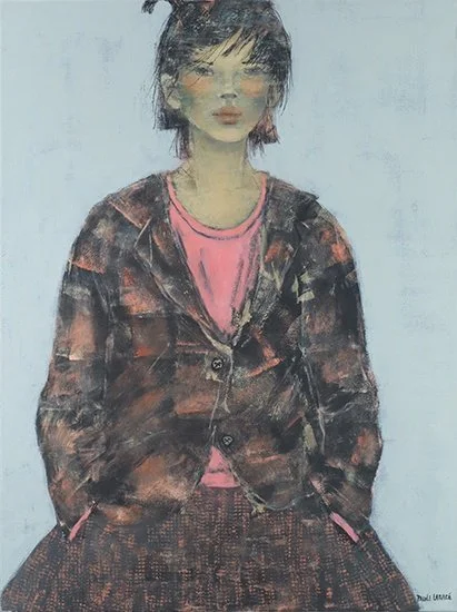 Jeune fille au chandail rose - 40 by 40