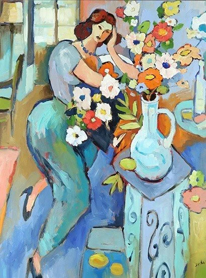 Femme aux fleurs - 48 by 36