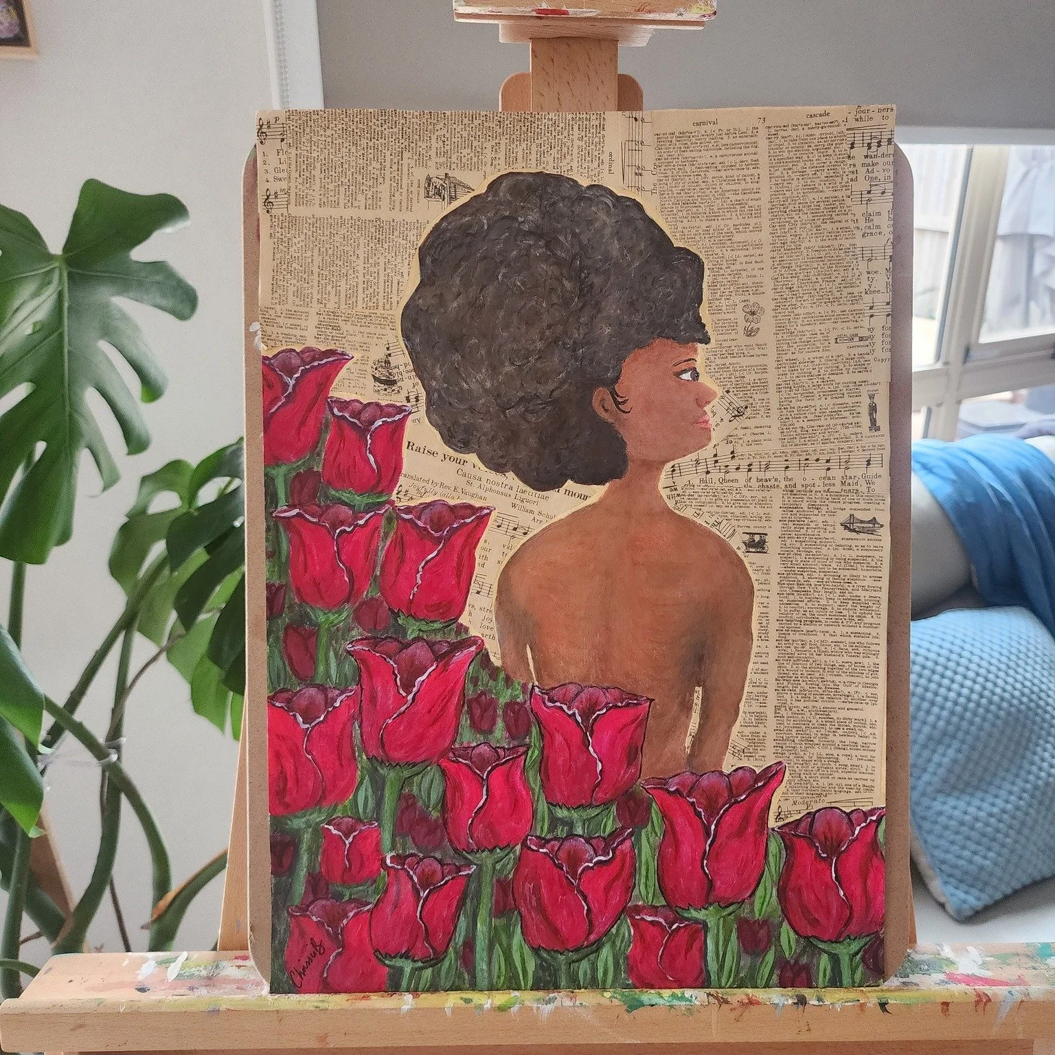 Still She Blooms - This artwork was inspired by my daughter and the lived experiences that have shaped her journey.

The background represents the stereotypes, assumptions, discrimination, and limiting narratives that can be spoken over a person beca