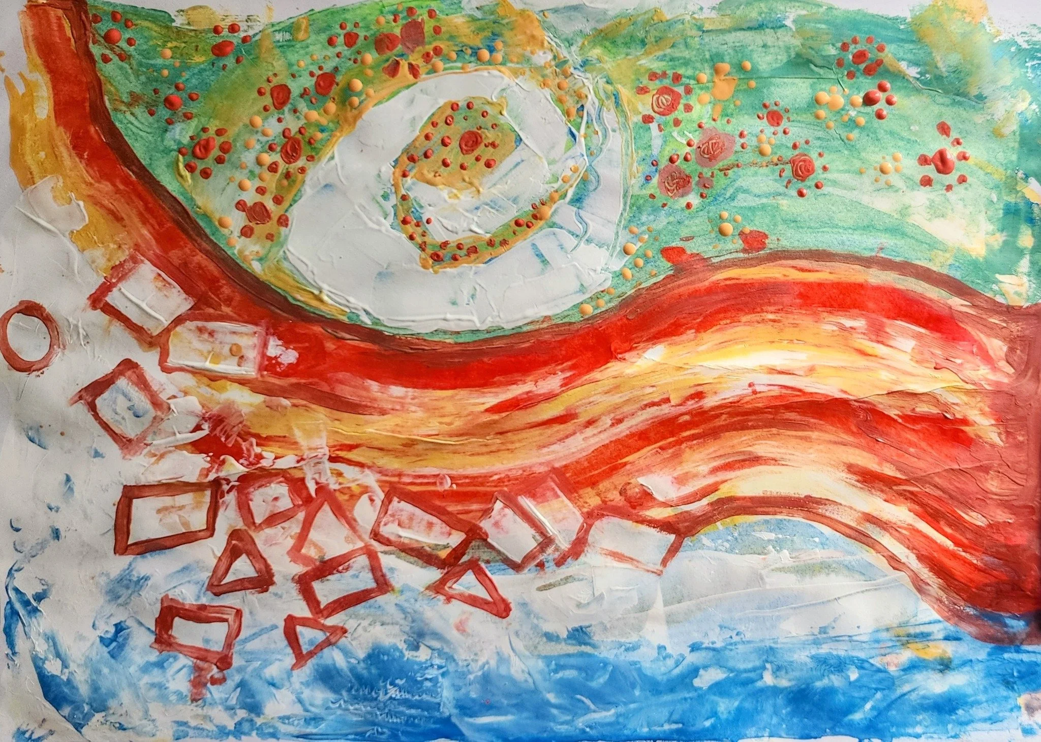 This piece was created by a client who gave permission to share a glimpse into their journey. Notice the colours, the movement, the texture. In Arts Therapy, every stroke is a form of release, self-discovery, and processing.

When we bring creative t