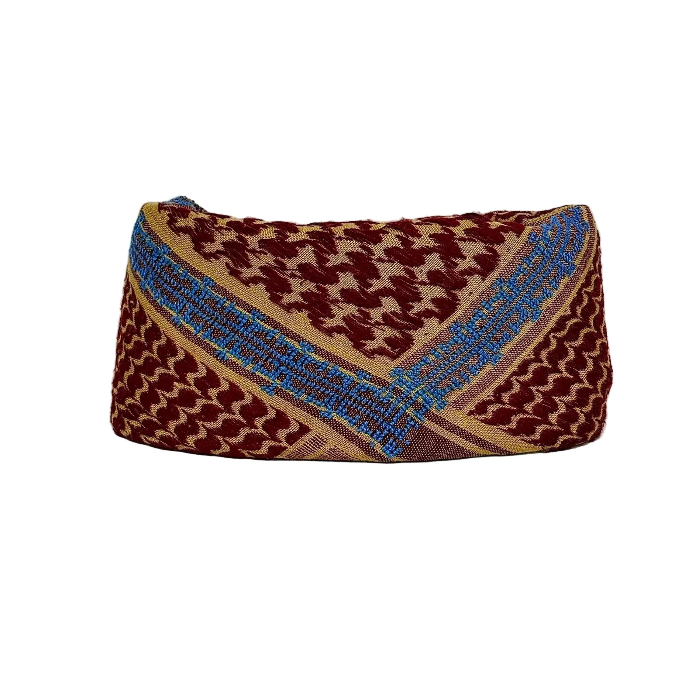 Mary Cotton Keffiyeh (Beige & Burgundy)