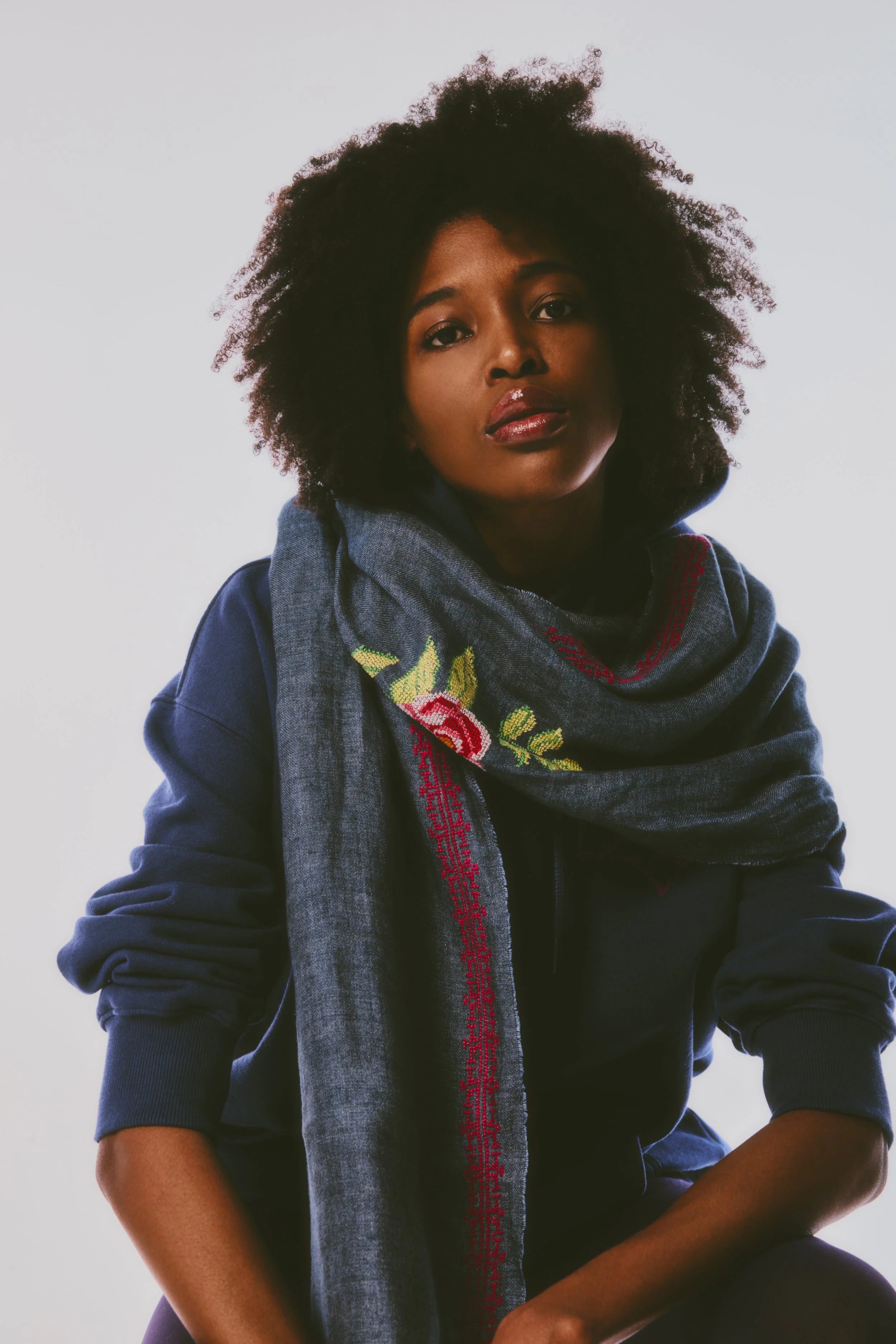 Blue Linen Shawl Ibrahim + Hana Rose