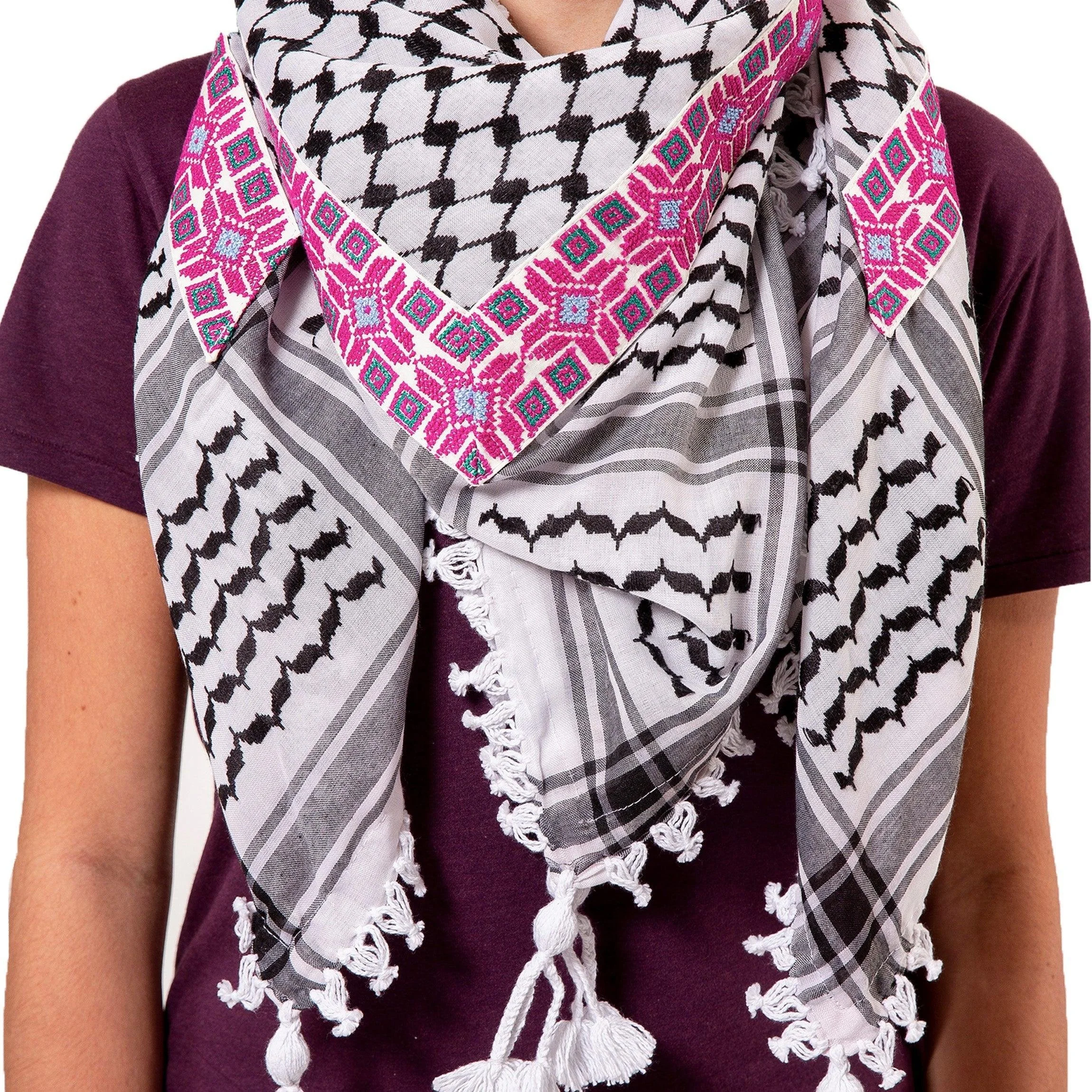 Linda Black & White Cross Keffiyeh