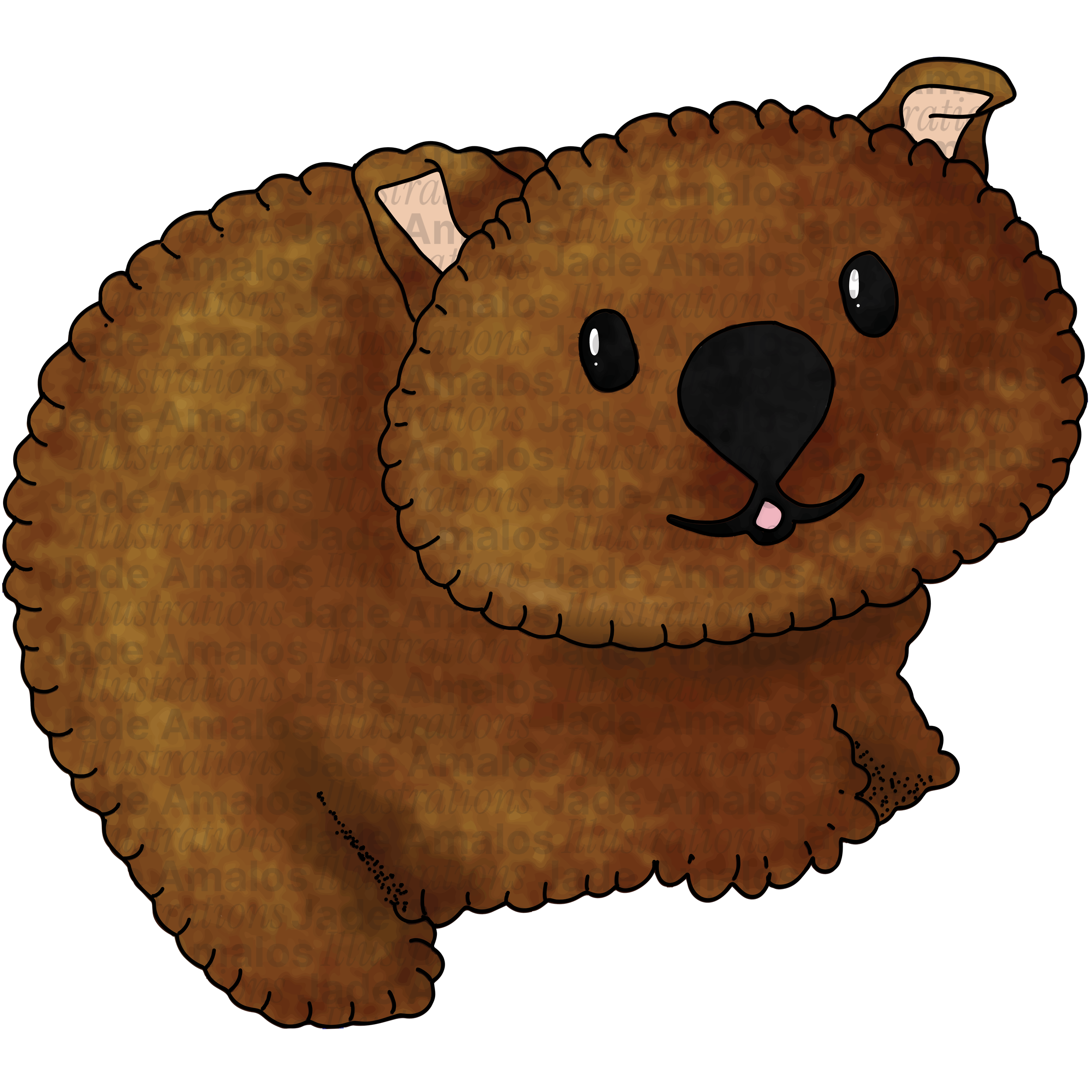 Felt toy wombat finger puppet australian theme character illustration for Tara Treasures