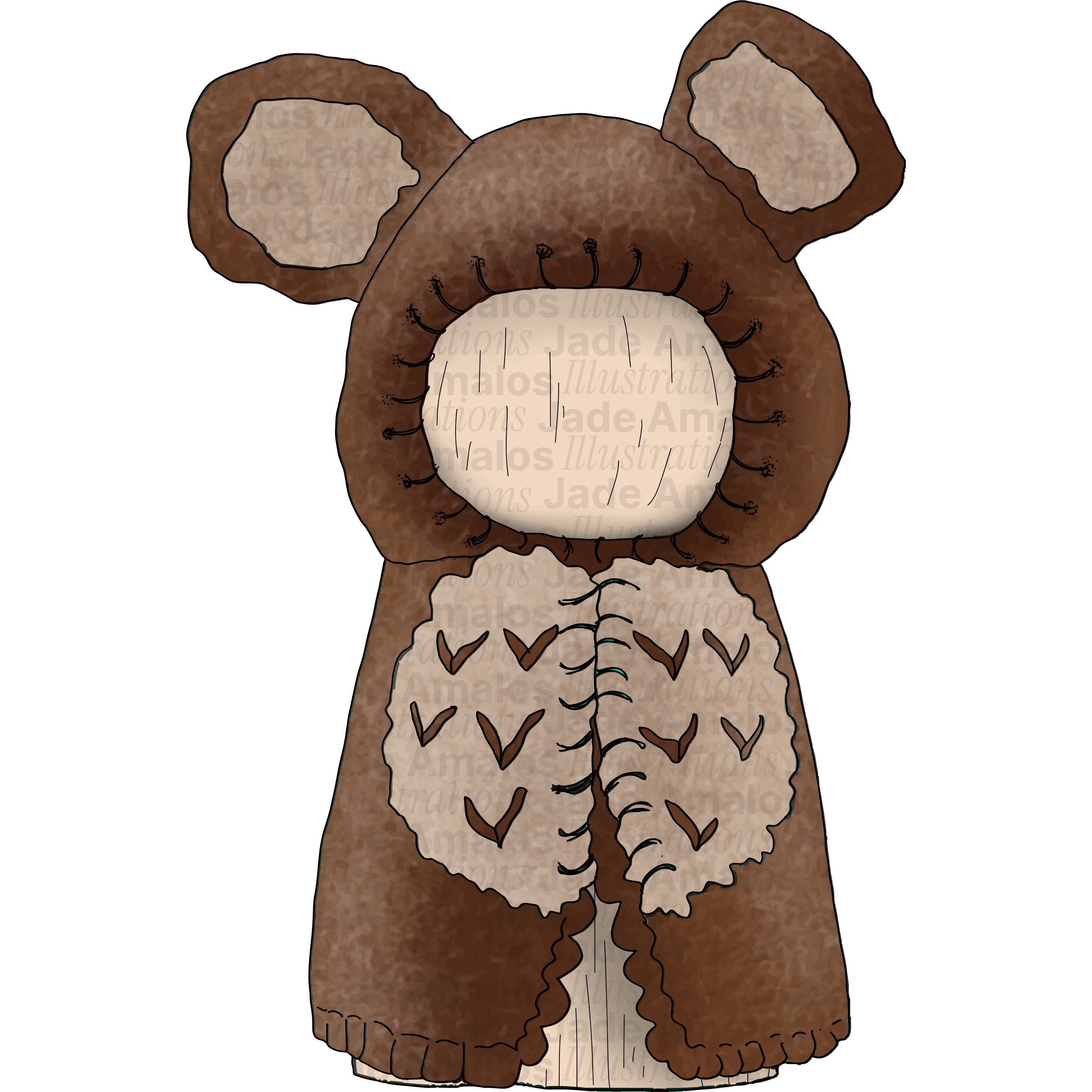 Felt toy Woodland Bear Peg doll character illustration for Tara Treasures