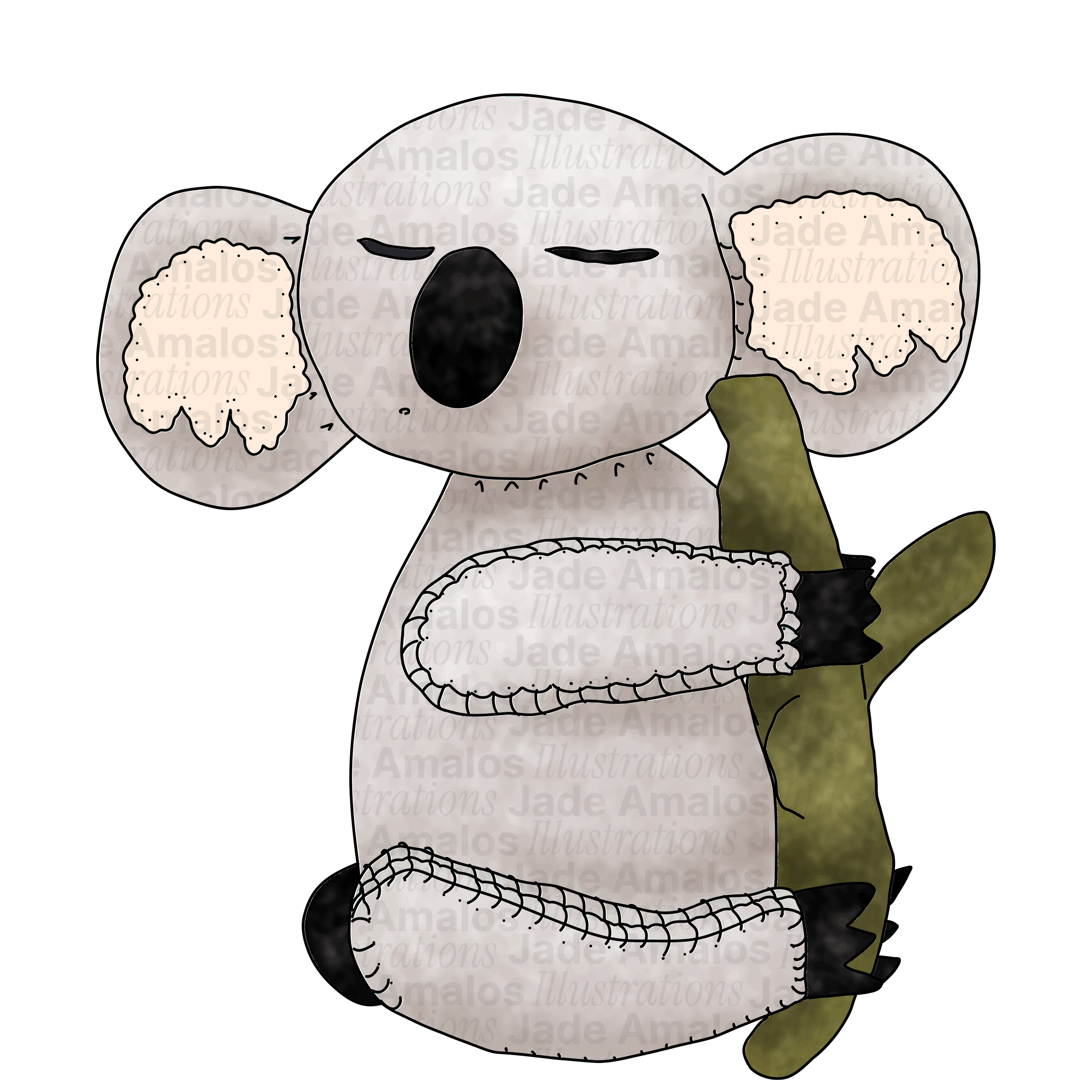 Felt toy Koala Australian theme character illustration for Tara Treasures