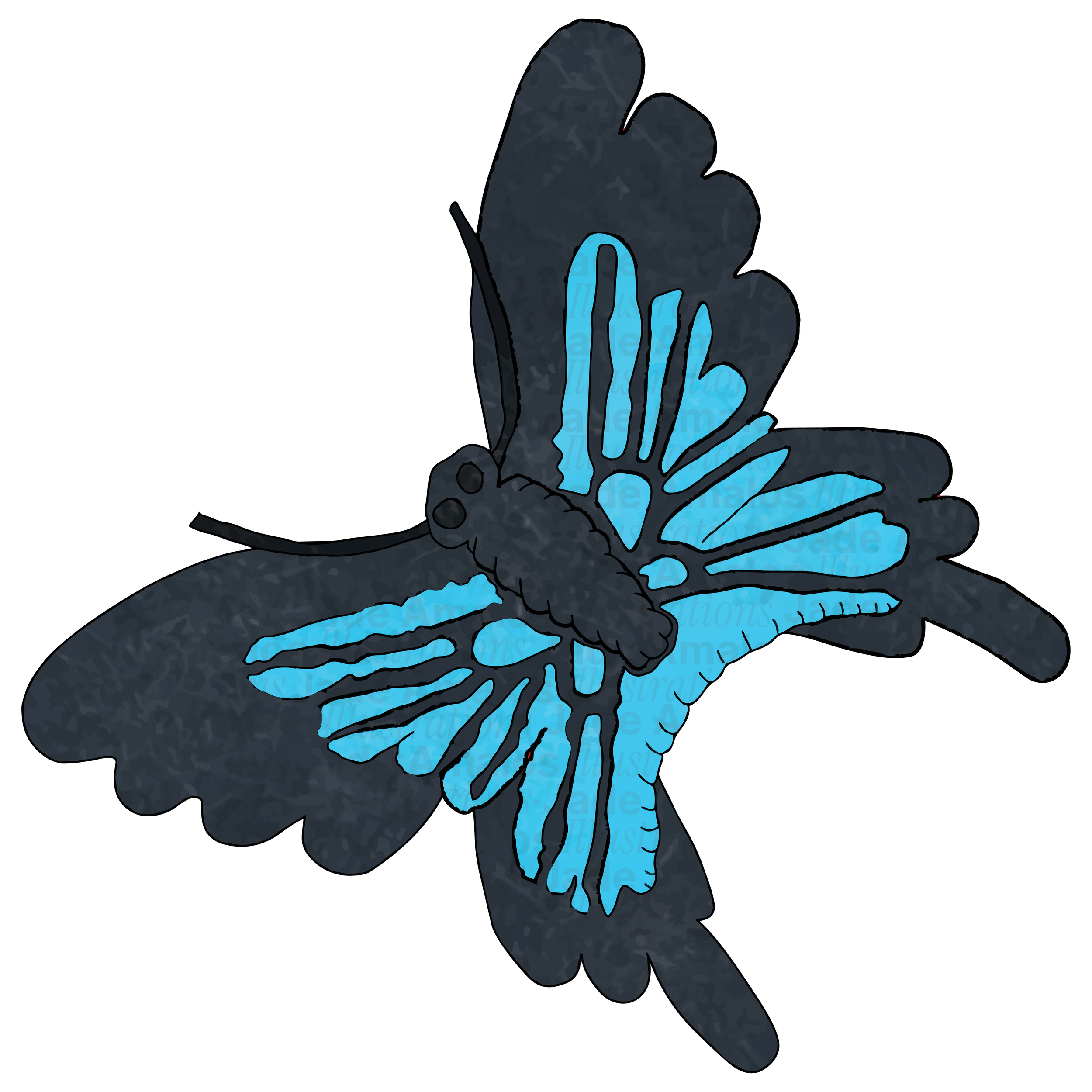 Felt toy Blue Butterfly character illustration for Tara Treasures