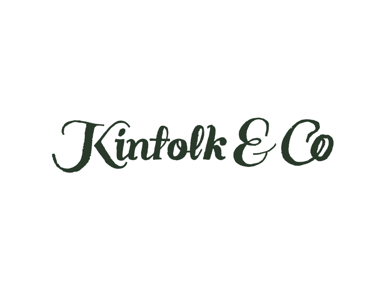 Black logo with a stylized teacup and the text 'Kintolk & Co' in cursive font.
