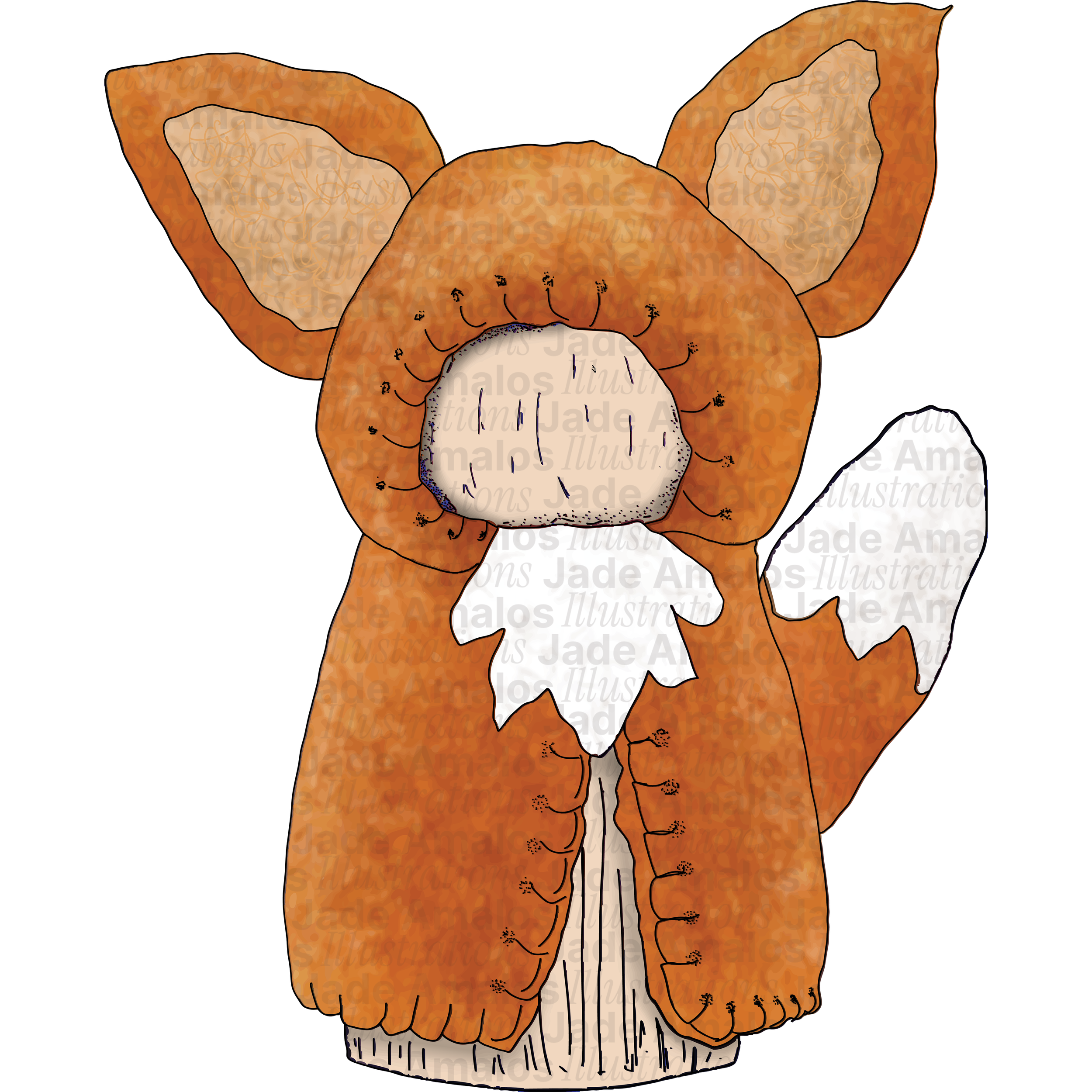 Felt toy orange woodland fox peg doll character illustration for Tara Treasures