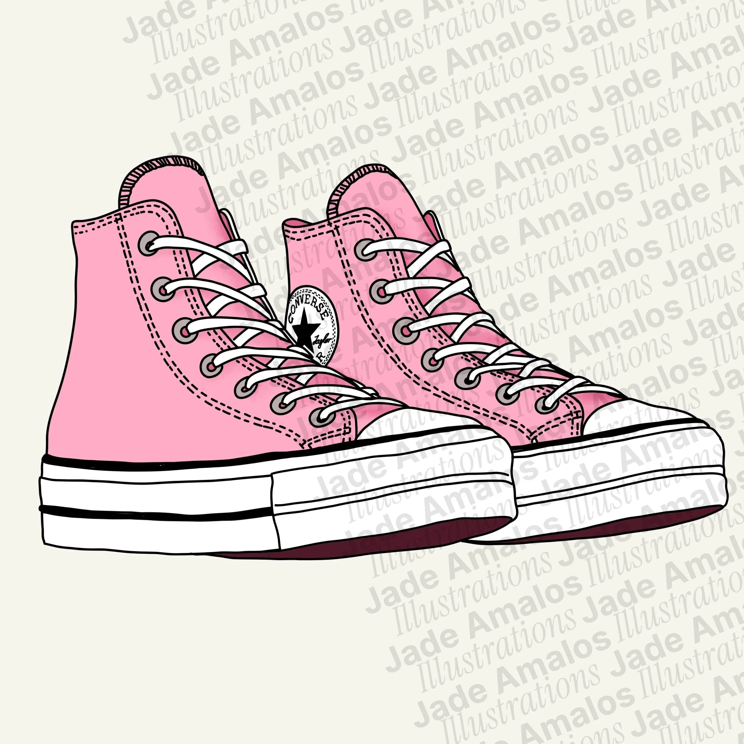 Pink High-top canvas sneakers illustration