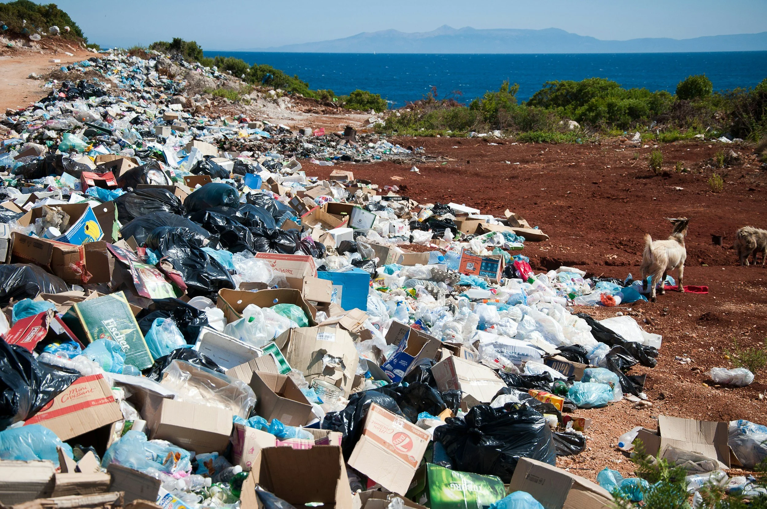 Waste and landfill pollution highlighting the importance of environmentally responsible rubbish removal, recycling, and reducing landfill waste to help protect the environment worldwide.