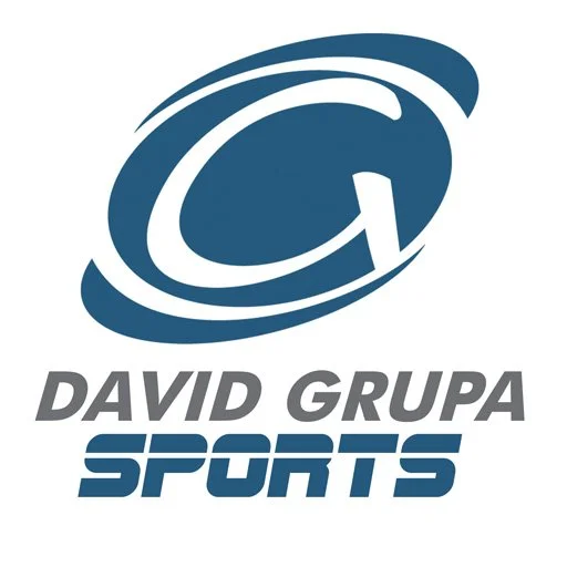 Logo for David Grupa Sports featuring a stylized letter G in a swoosh design.