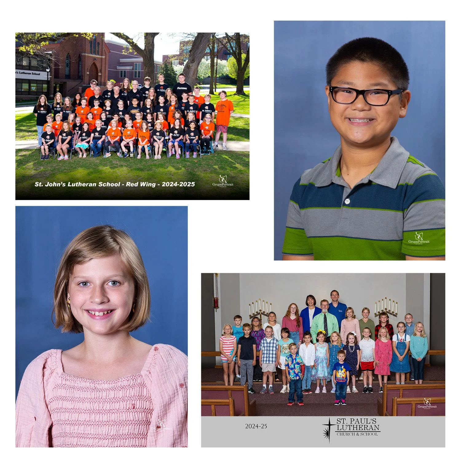 Group school photos of children and adults from St. John's Lutheran School and St. Paul's Lutheran Church & School for 2024-2025.