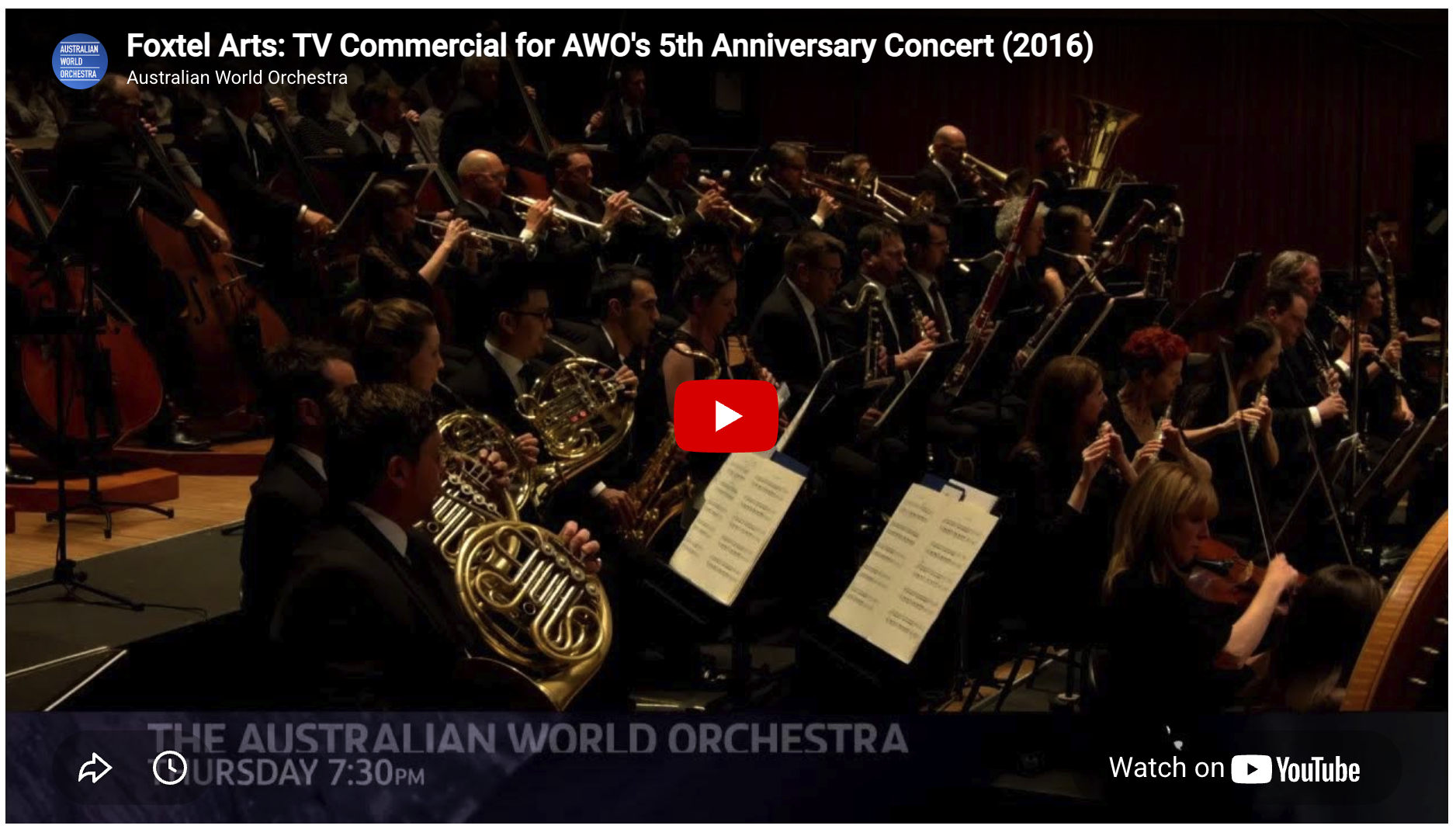 Foxtel Arts TVC Australian World Orchestra | TV Commercial