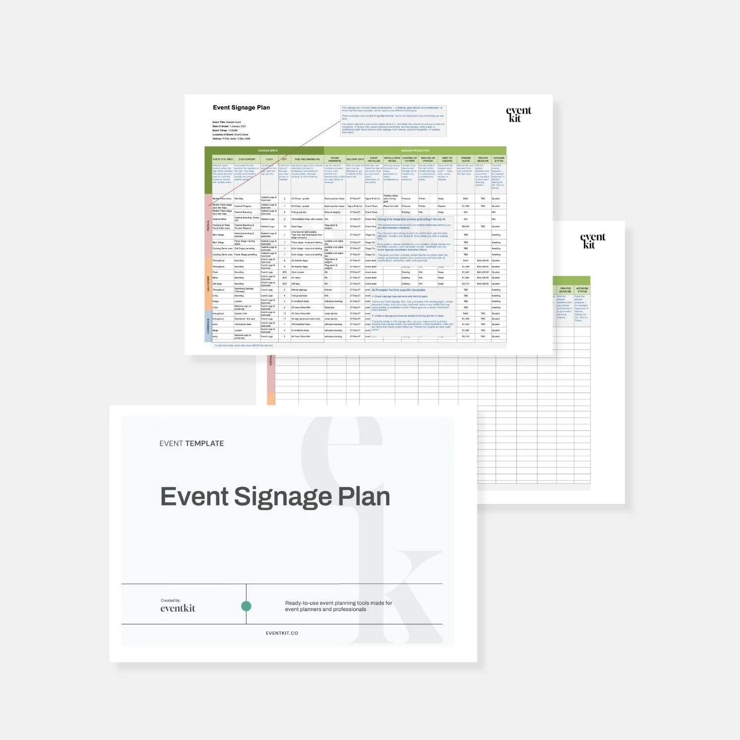 Event Signage Plan Template