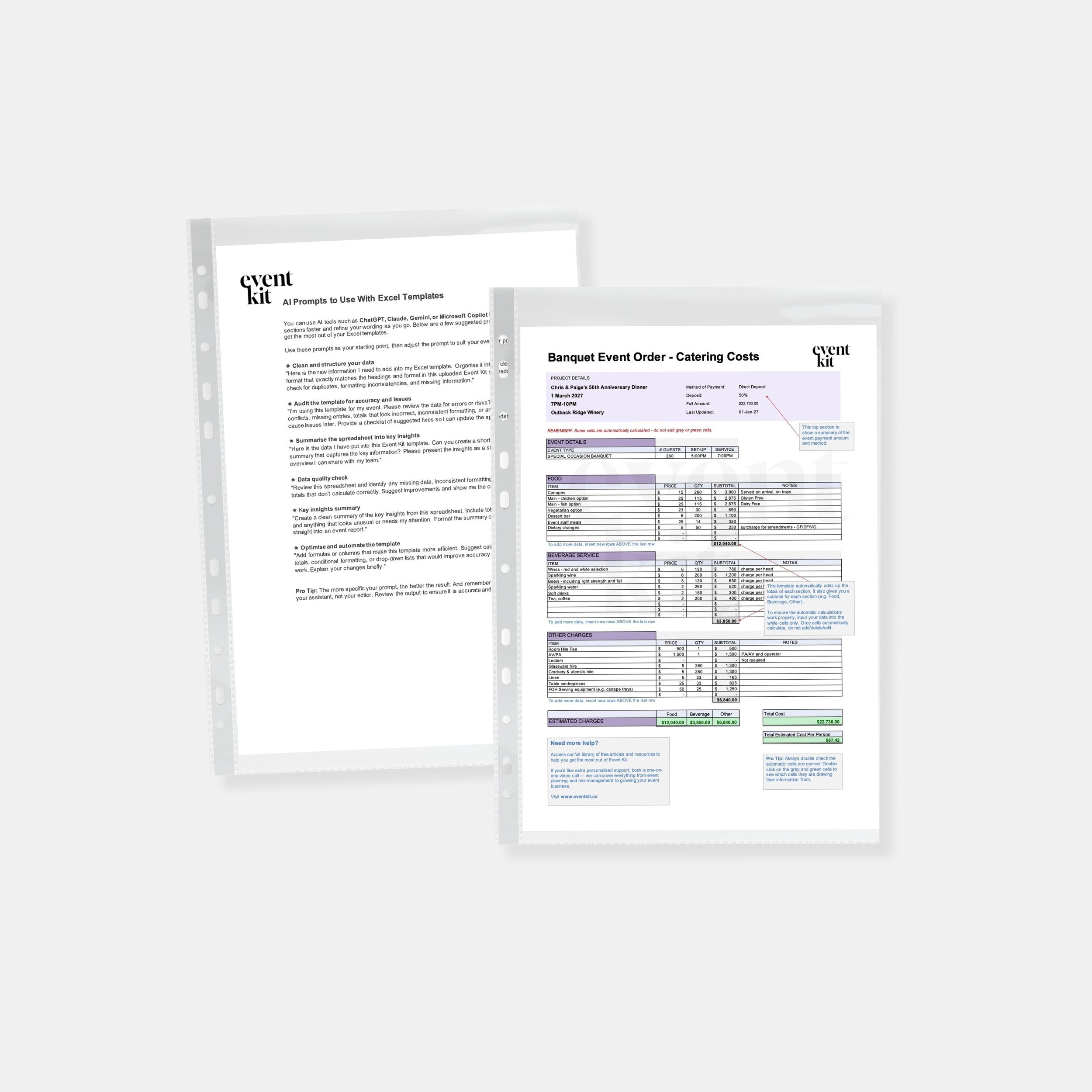 Banquet Event Order Template Budget