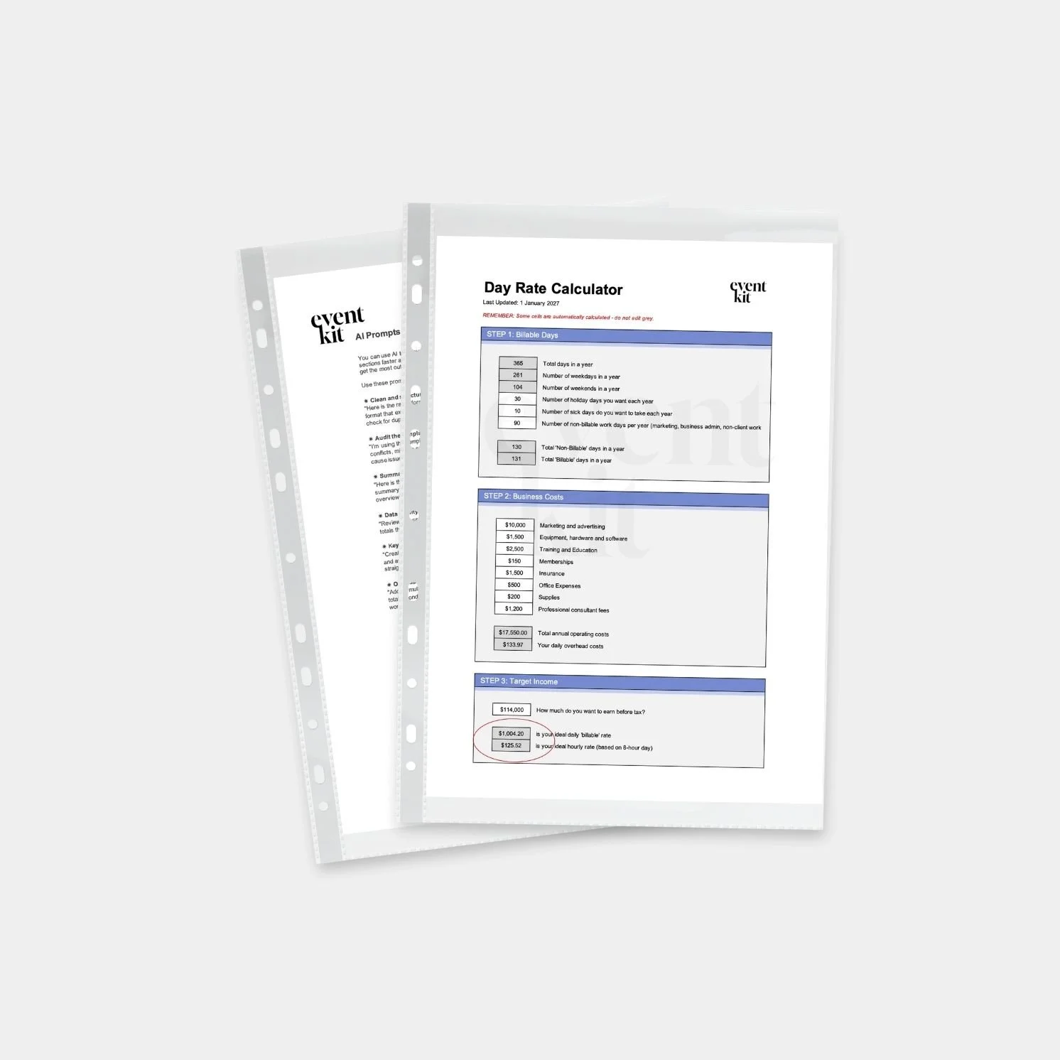 Event Contractor Daily Rate Calculator Template