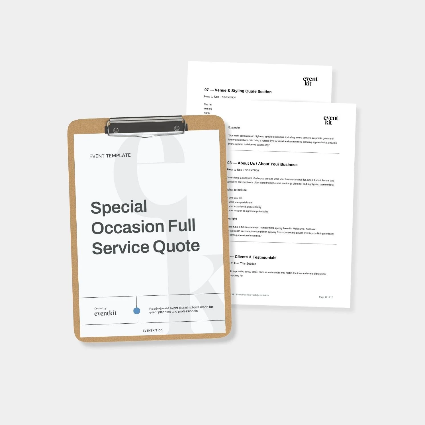 Special Occasion Full Service Quote Template