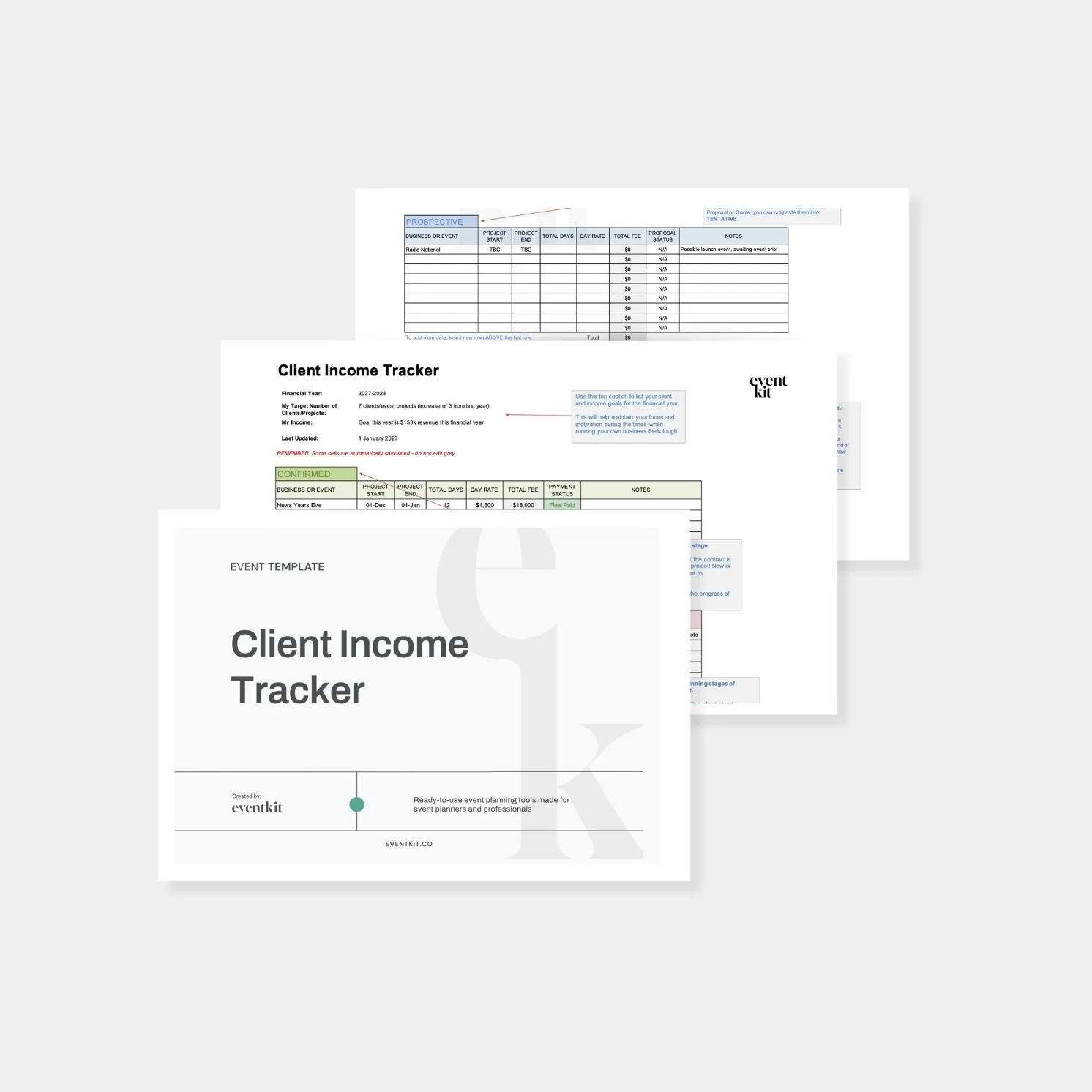 Event Business Client Income Tracker Template