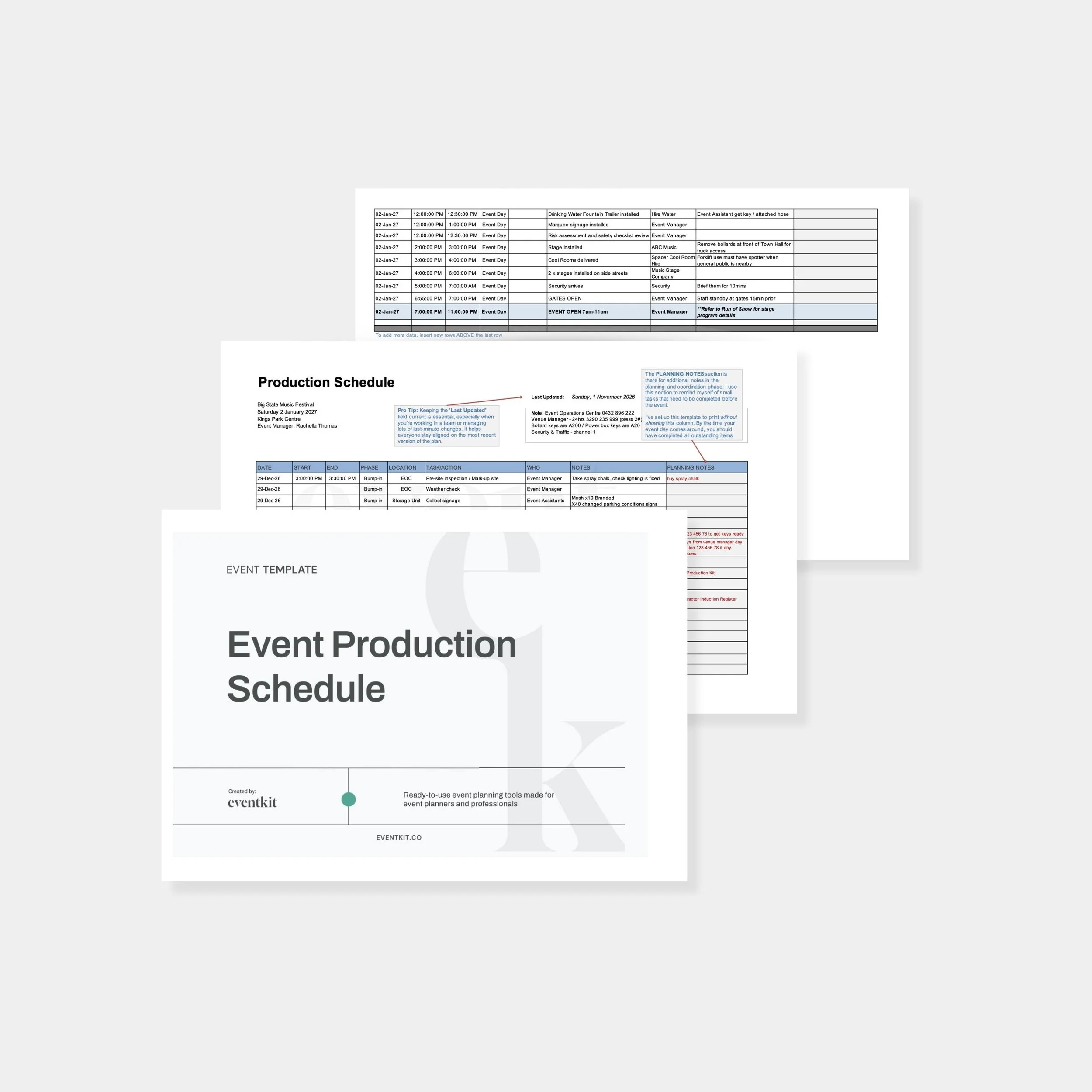 Event Production Schedule Template