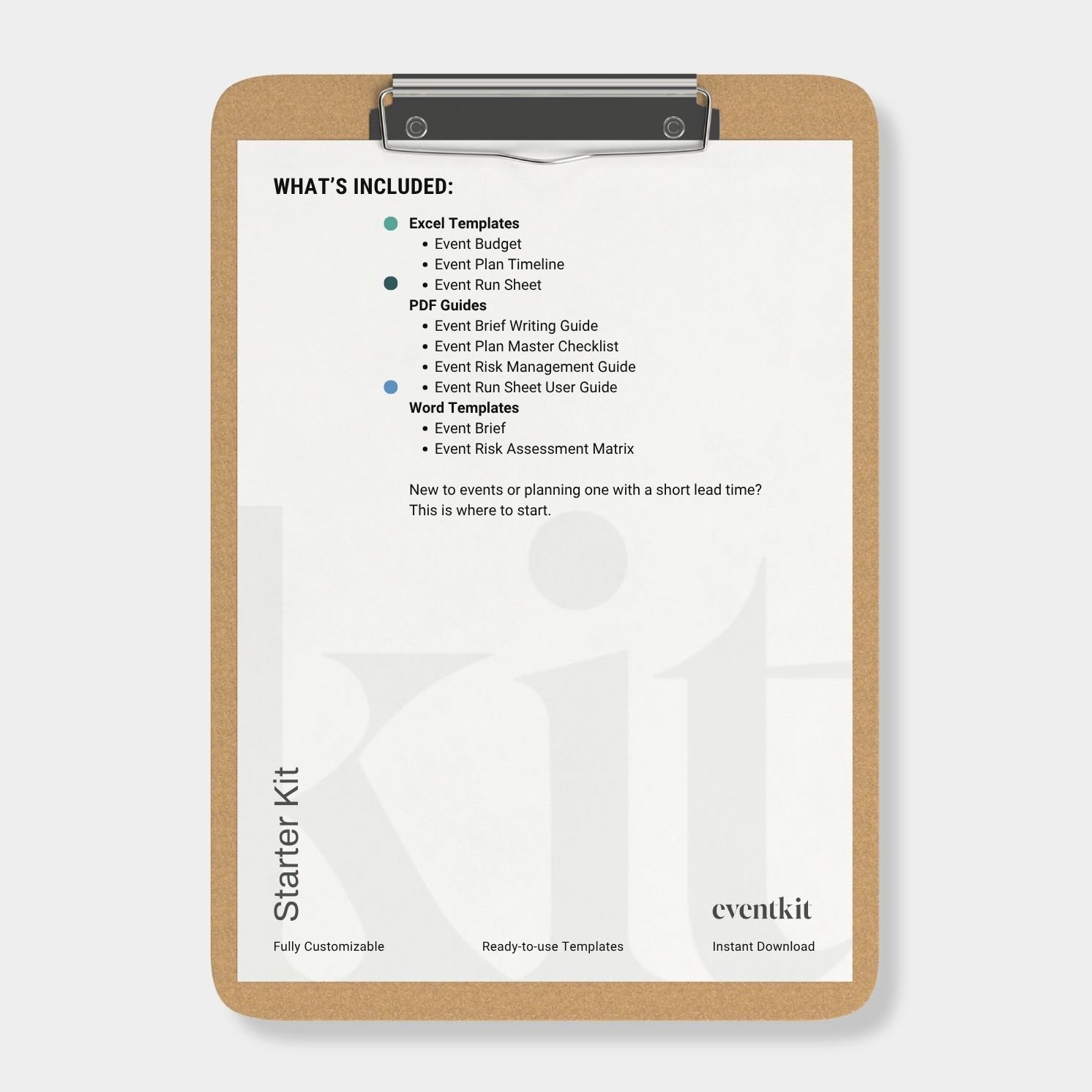 Event Planning Starter Kit Contents