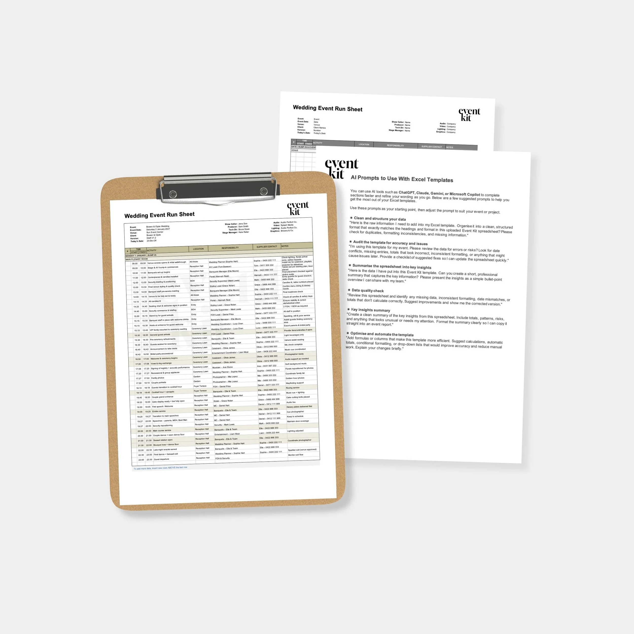 Wedding Event Run Sheet Template
