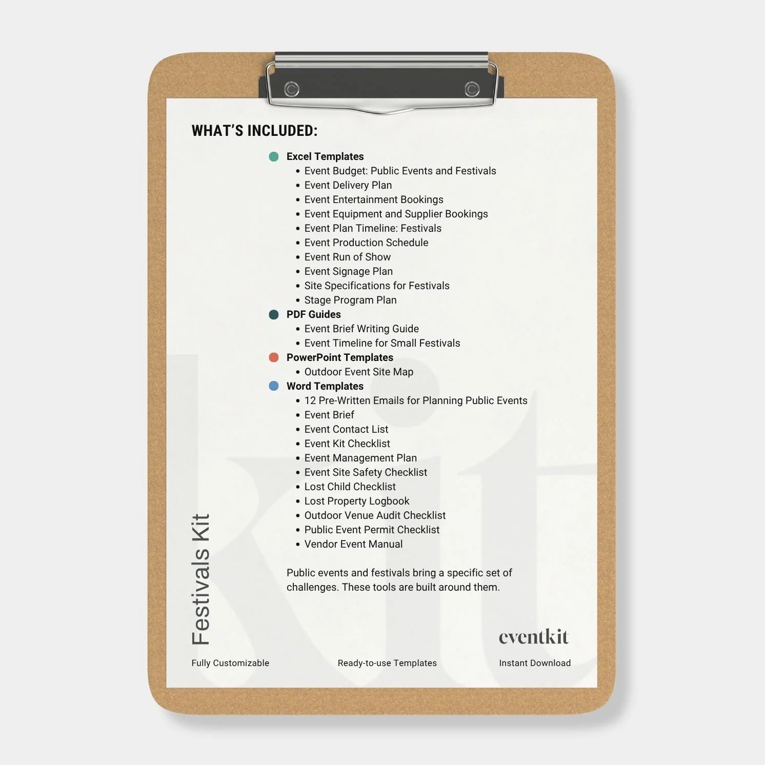 Festivals Event Planning Kit Contents