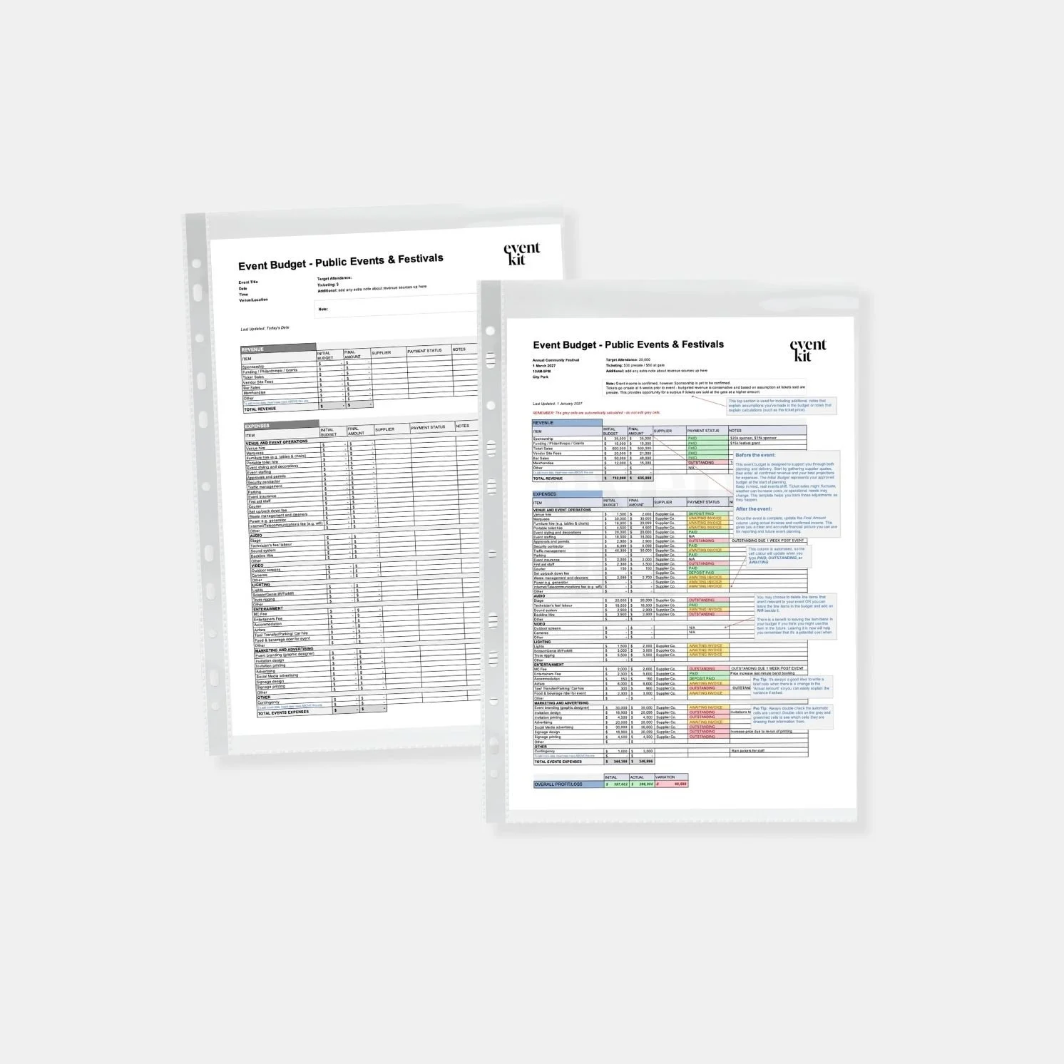 Festivals Event Budget Template