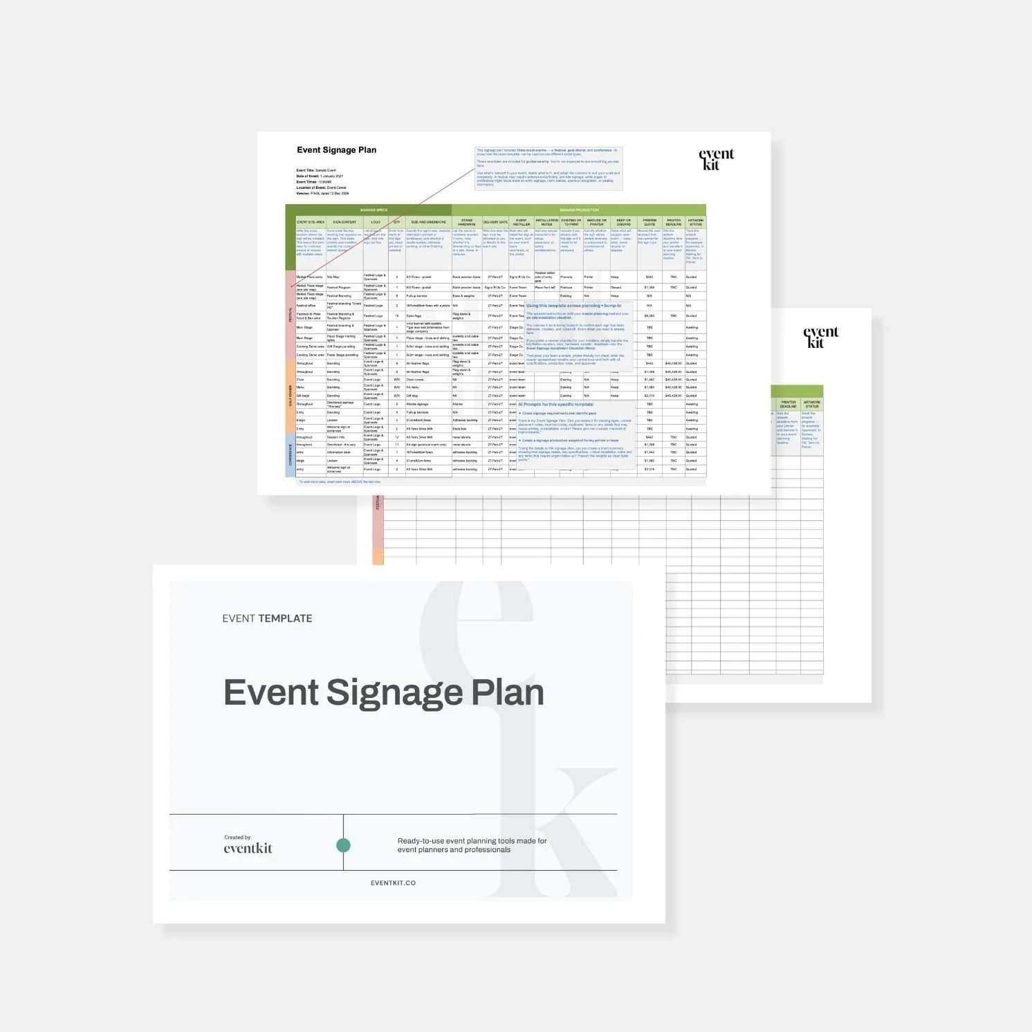Event Signage Plan Template