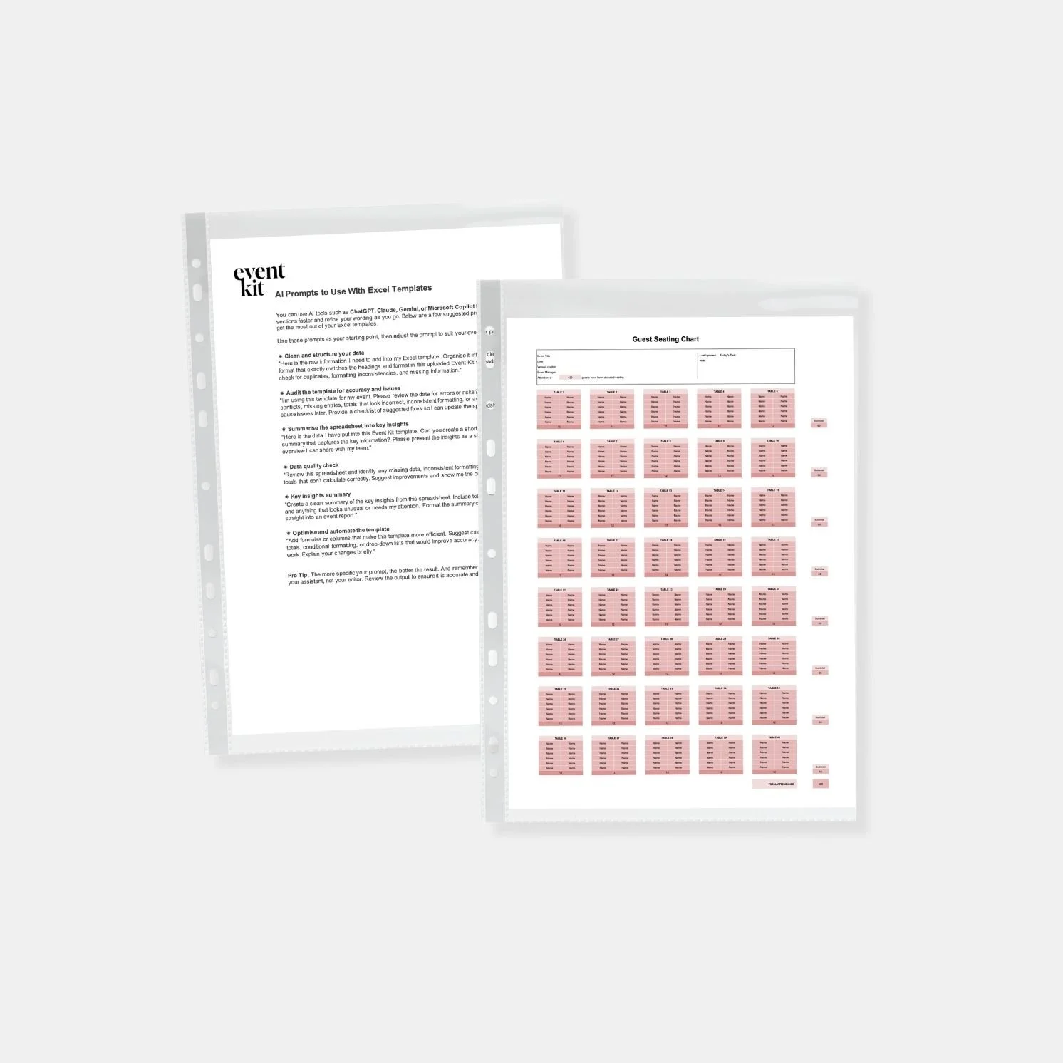 Event Guest Seating Chart Template