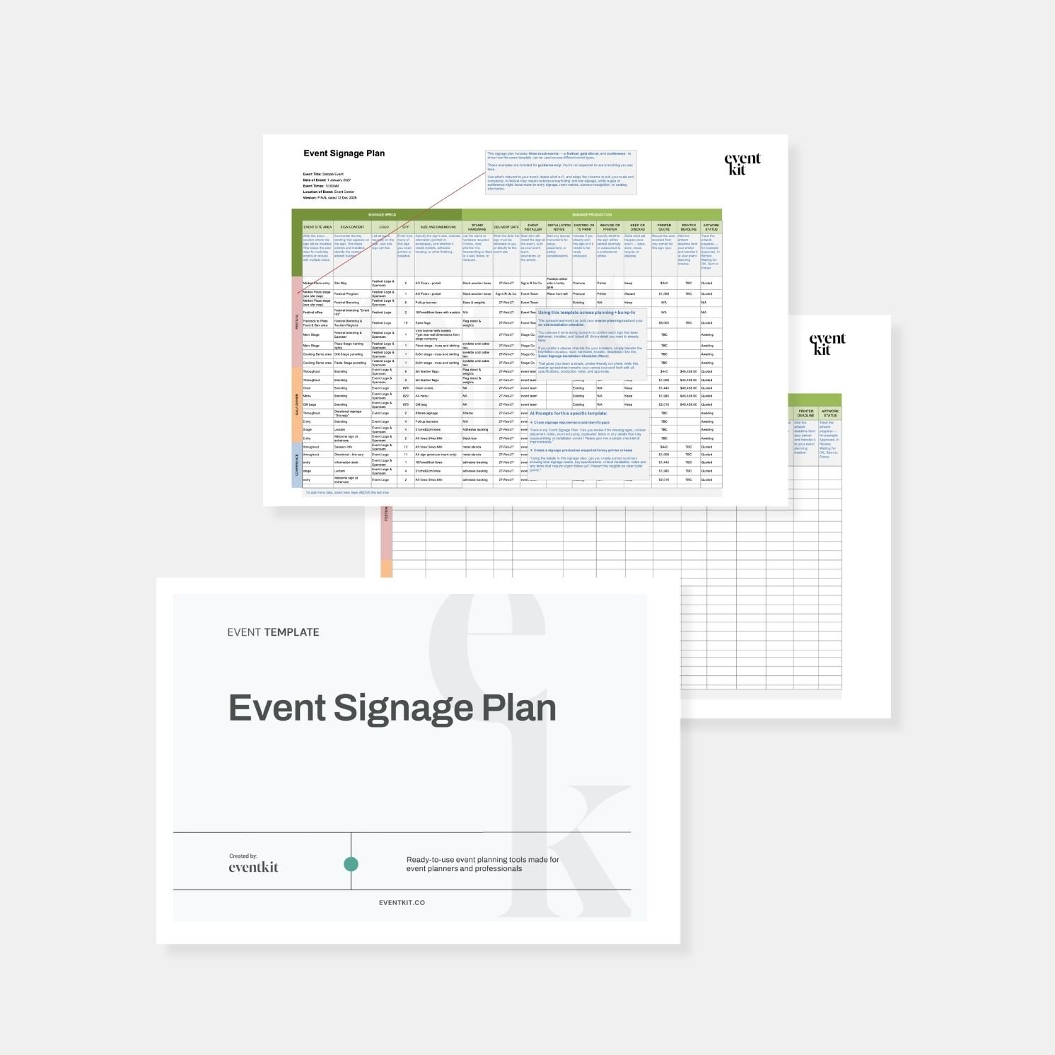 Event Signage Plan Template