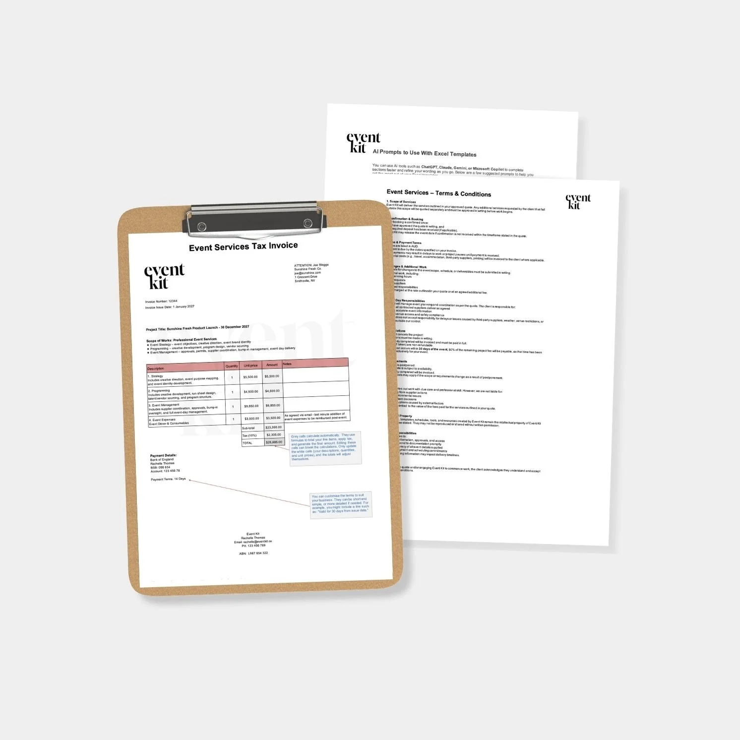 Event Services Tax Invoice Template
