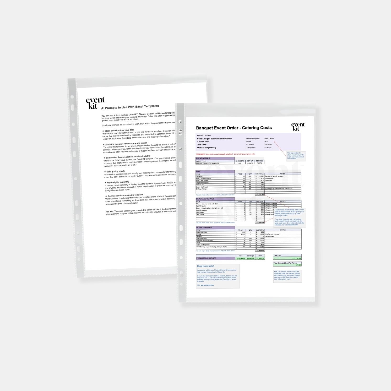Banquet Event Order Template Budget