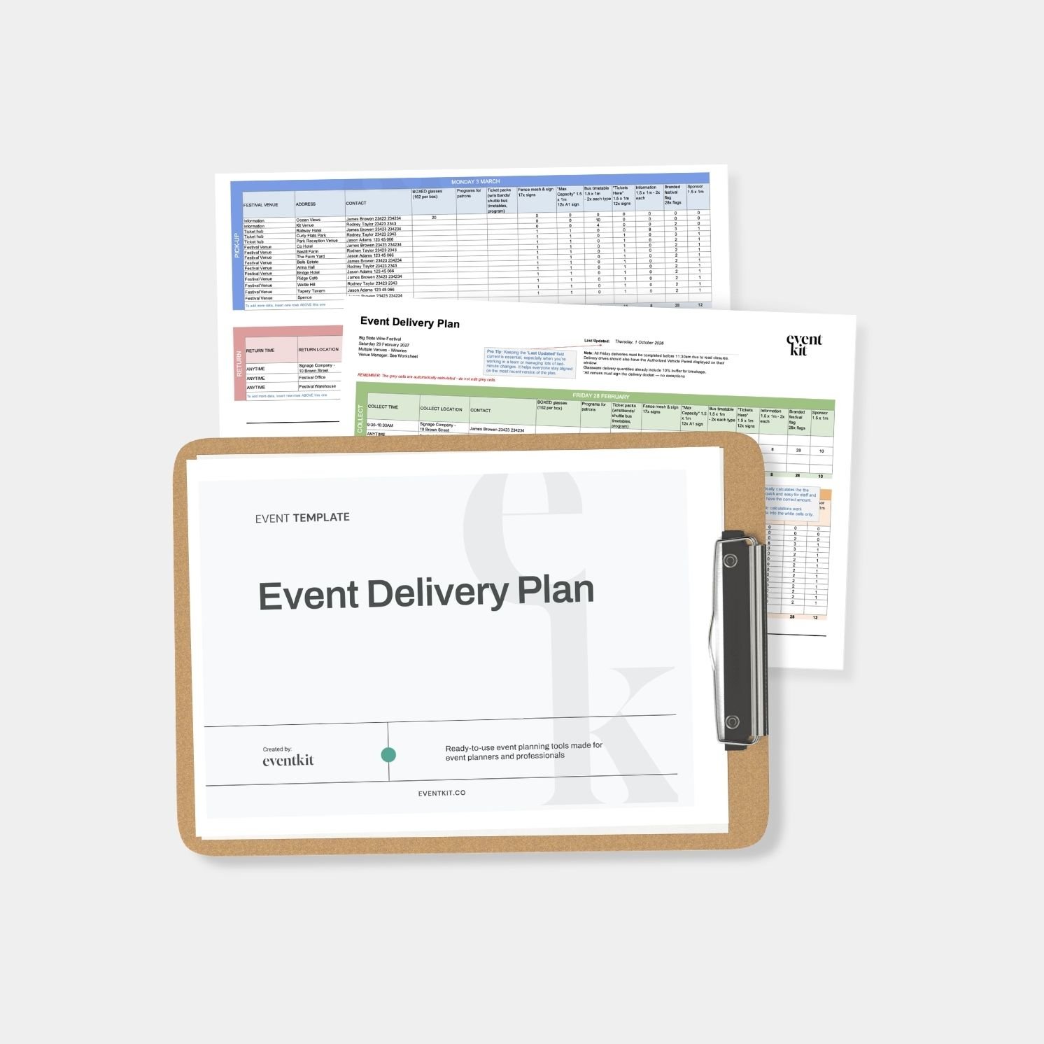 Event Day Delivery Plan Template